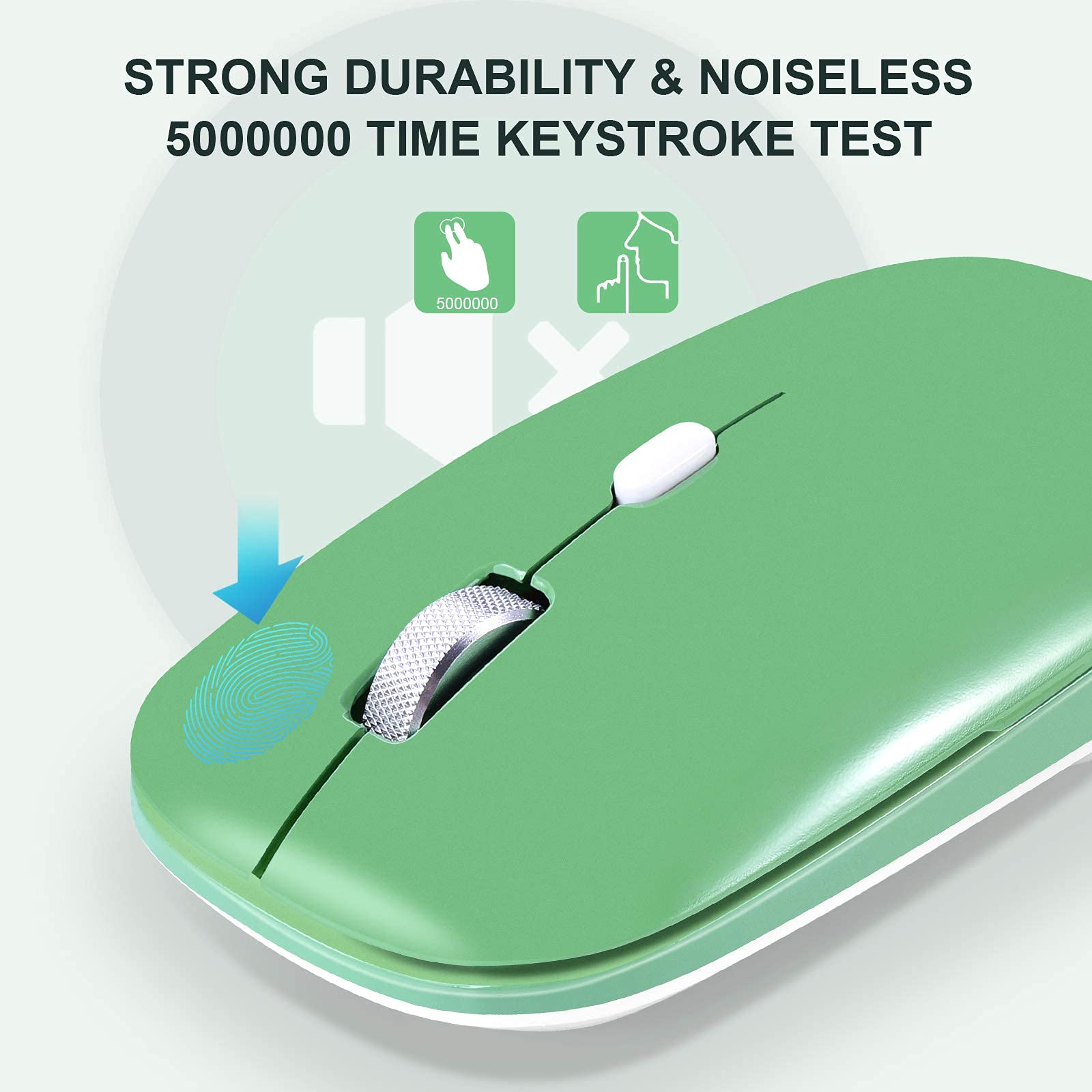 PINKCAT 2.4G Slim Silent Wireless Mouse with USB Receiver, 3 Adjustable DPI Portable Optical Cordless Mouse for Laptop, PC, Notebook, Desktop, Mac - Ideal for Office, Home, and Travel Use (Green)