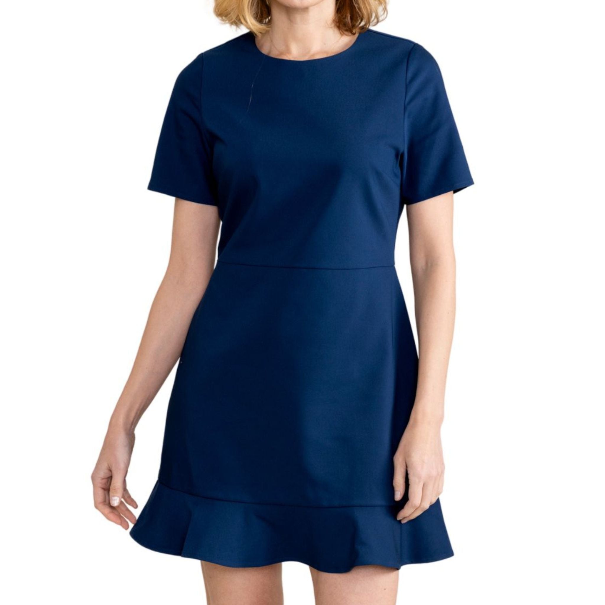 Elegant Navy Blue Midi Dress for Women - Flowy Summer Casual & Party Wear | Perfect for Office, Date Night, and Special Occasions