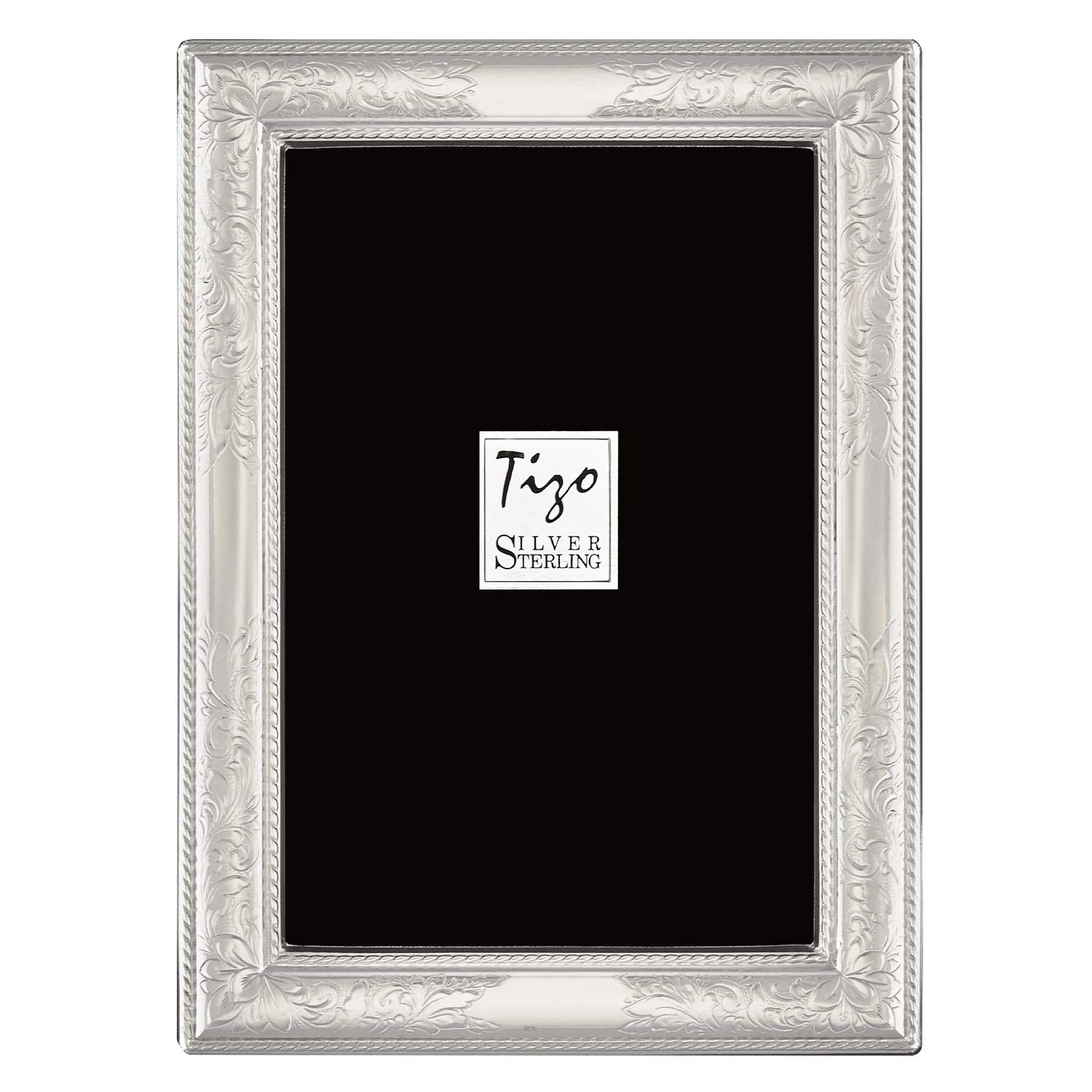Tizo 8x10 Floral Silver Decorative Picture Frame - Premium Sterling Silver Photo Frame for Wall Display | Elegant Home Decor for Living Room, Bedroom & Office | Tizo Collection (925 Sterling Silver)