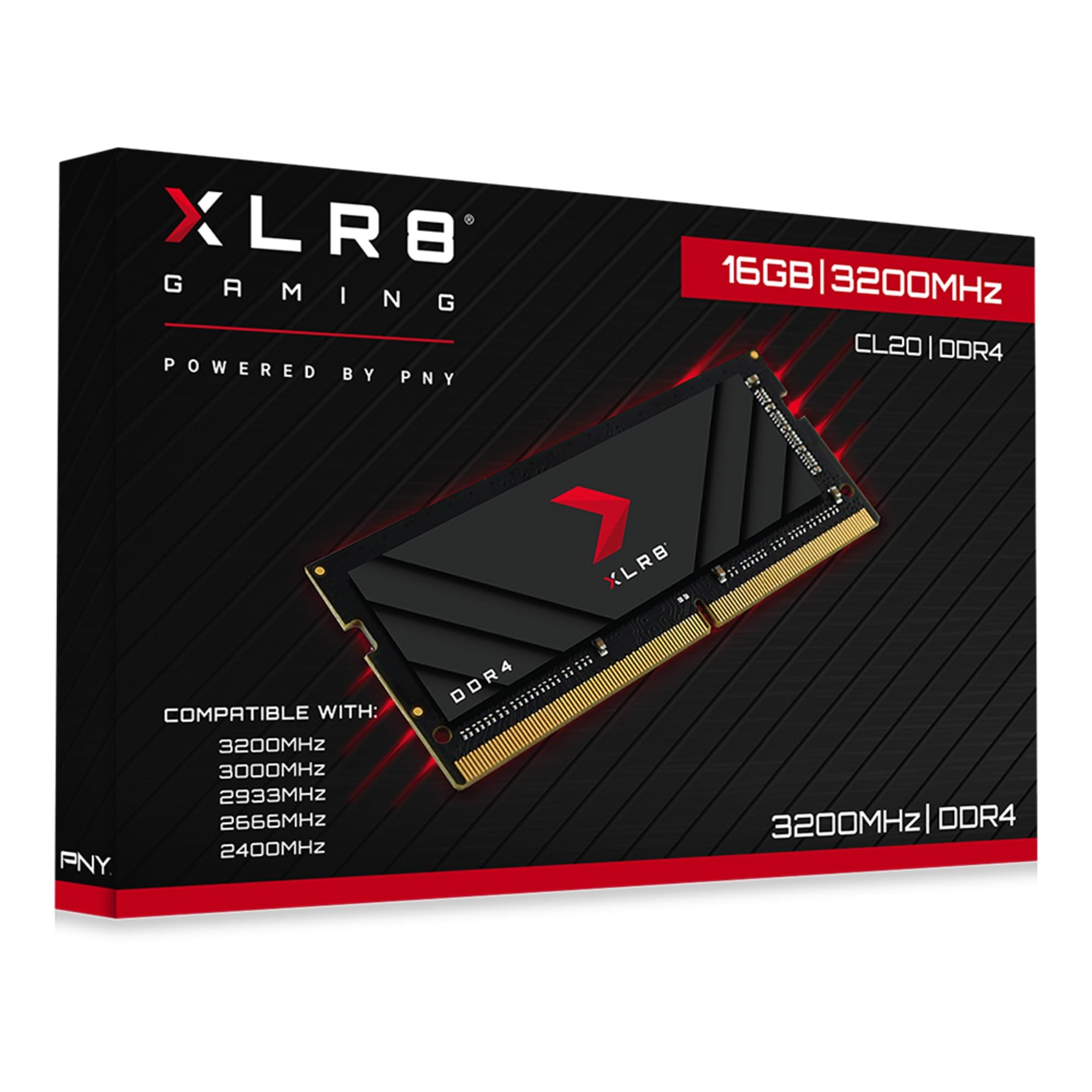 PNY XLR8 Gaming 16GB DDR4 3200MHz SODIMM Laptop Memory - High Performance RAM for Notebooks, Gaming, and Productivity (PC4-25600, CL20, 1.2V) - Perfect for Gaming Laptops, Content Creation, and Multitasking