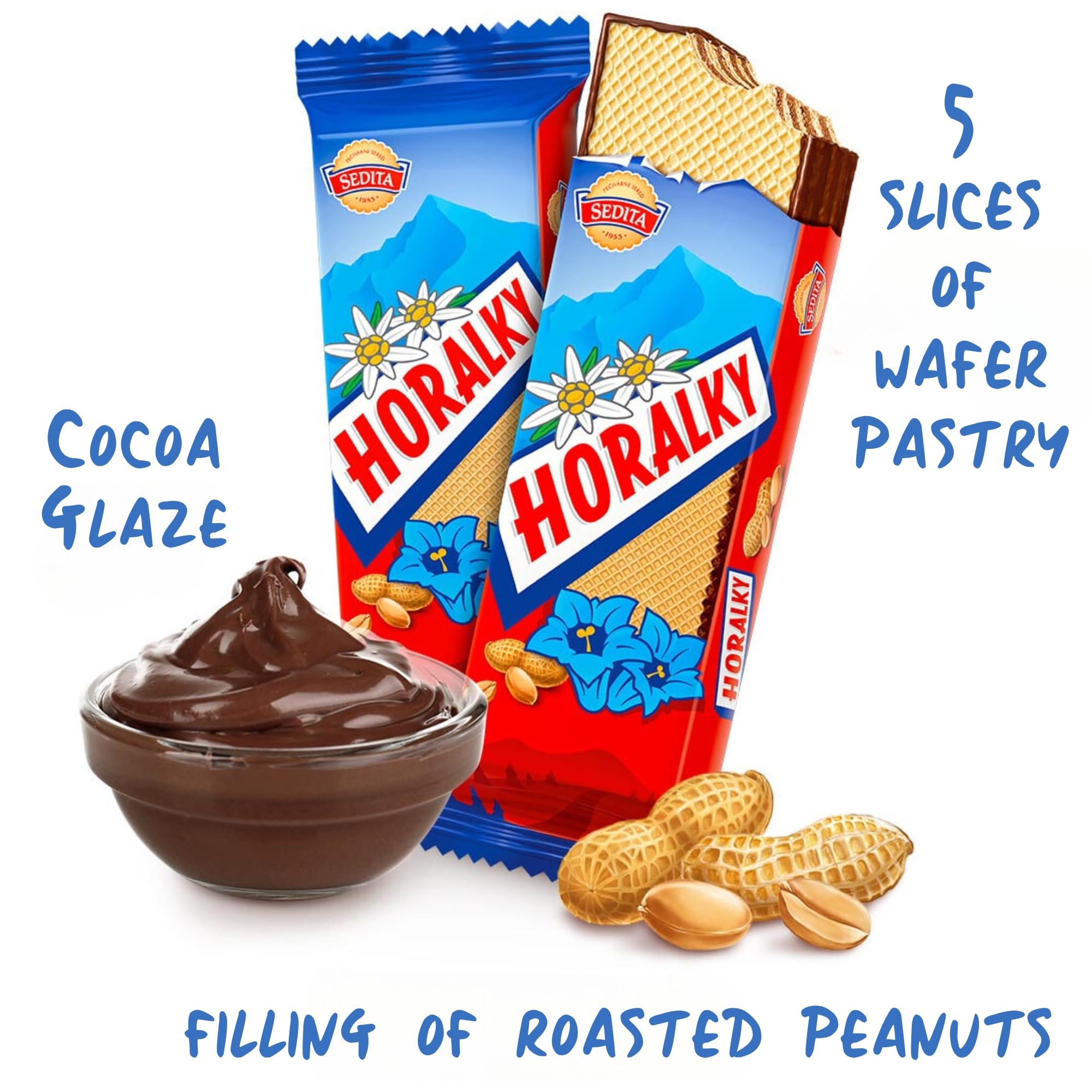 HORALKY - Authentic Czech & Slovak Peanut Butter Wafer Cookies (36-Pack) | Traditional European Candy & Snacks | Perfect for Parties, Gifts & Office Treats