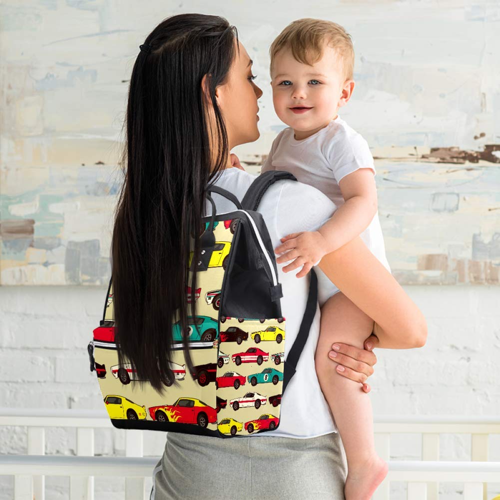 American Muscle Classic Racing Car Diaper Tote Bag - Stylish Baby Care Backpack for Moms, Waterproof Nappy Changing Bag with Multiple Pockets (Perfect for Travel, Shopping & Daily Outings with Baby)