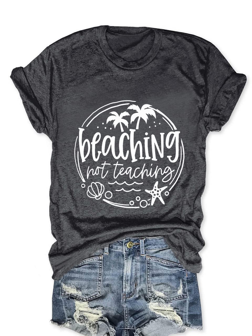 Women's Summer Beach Shirts - Coconut Tree Print Short Sleeve T-Shirt | Loose Fit Cute Graphic Tee for Vacation, Pool Party & Casual Outings