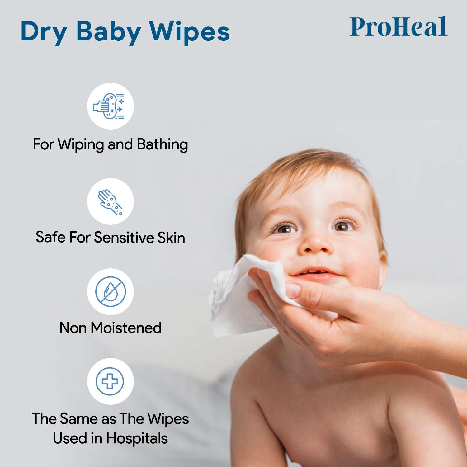 Disposable Dry Wipes for Adults & Baby - 60 Count (2 Packs of 30) - Soft & Strong Washcloths for Incontinence Care, Diaper Changing & Skin Cleansing - 7