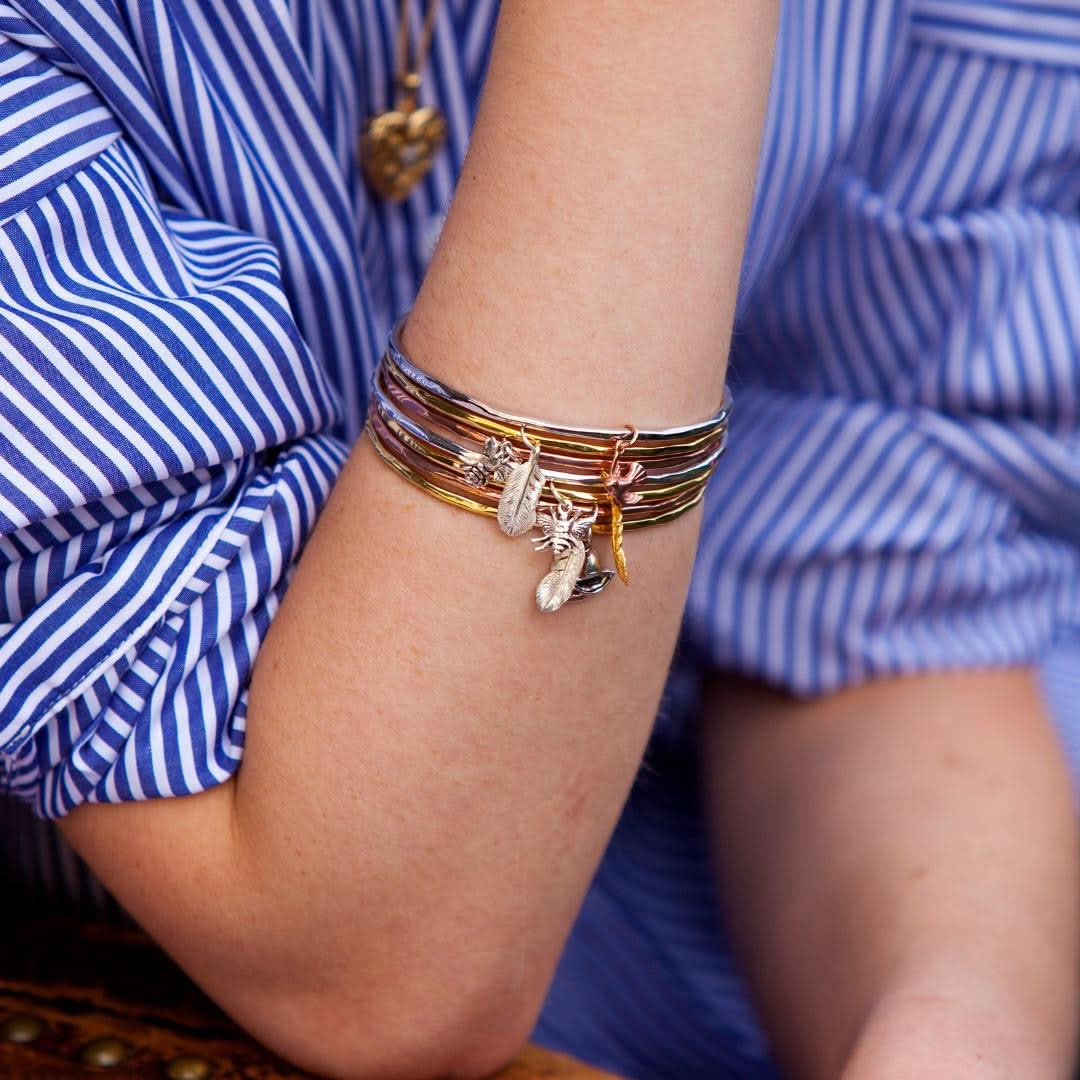 Rose Gold & Silver Key Bangle Bracelet for Women - Elegant Jewelry Gift for Birthday, Anniversary & Special Occasions