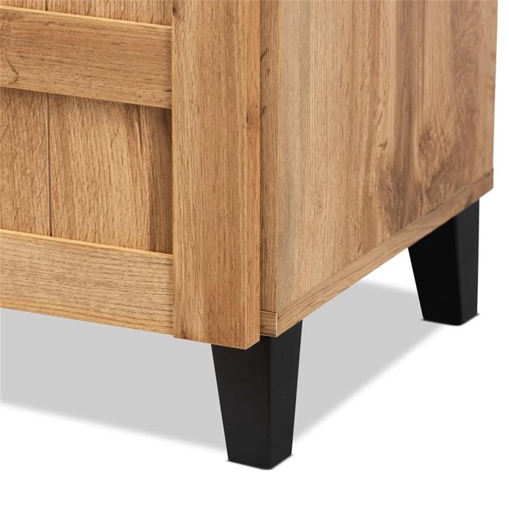 Baxton Studio Glidden Modern Shoe Storage Cabinet - 1-Drawer Oak Brown Wooden Entryway Organizer for Shoes, Boots & Home Décor | Perfect for Hallway, Closet & Bedroom Organization