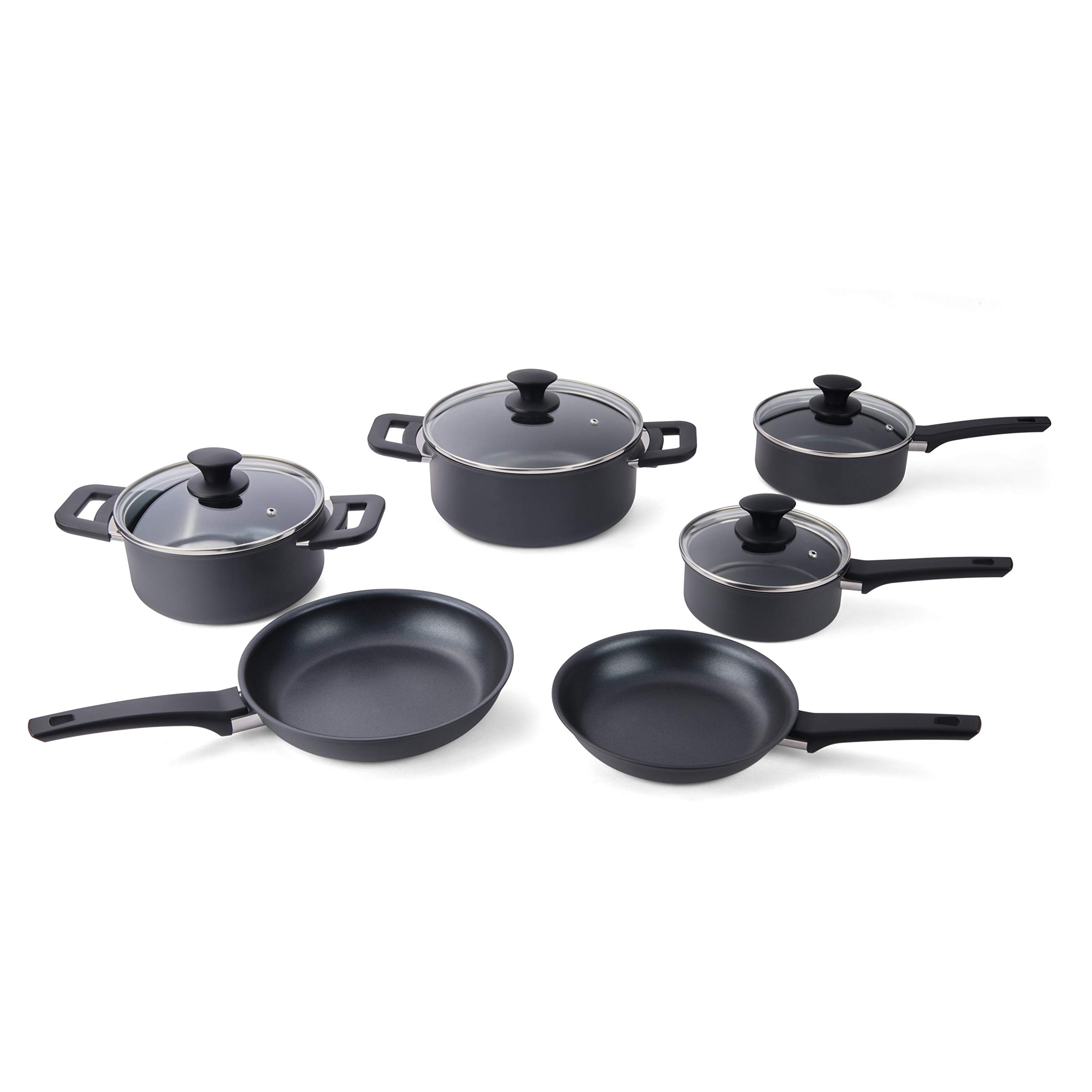 Cuisipro Soft Touch Non-Stick Aluminum Cookware Set - 10-Piece Kitchen Cookware for Healthy Cooking | Perfect for Frying, Sautéing & Baking at Home