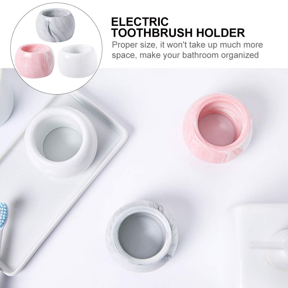 Cabilock 3-Piece Marble Toothbrush Holder Stand - Bathroom Organizer for Electric & Manual Toothbrushes, Toothbrush Storage with Stable Base - Perfect for Countertop, Vanity, and Modern Bathroom Decor