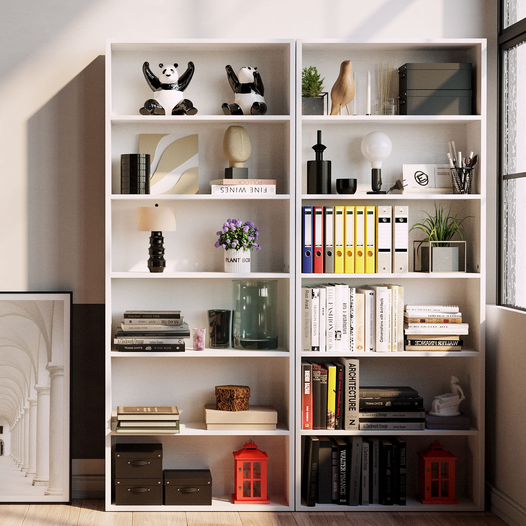IRONCK 6-Tier Floor Standing Bookshelf - 70 Inch Tall Bookcase for Home Office, Living Room & Bedroom | Modern Display Storage Shelf for Books, Decor & Organizing