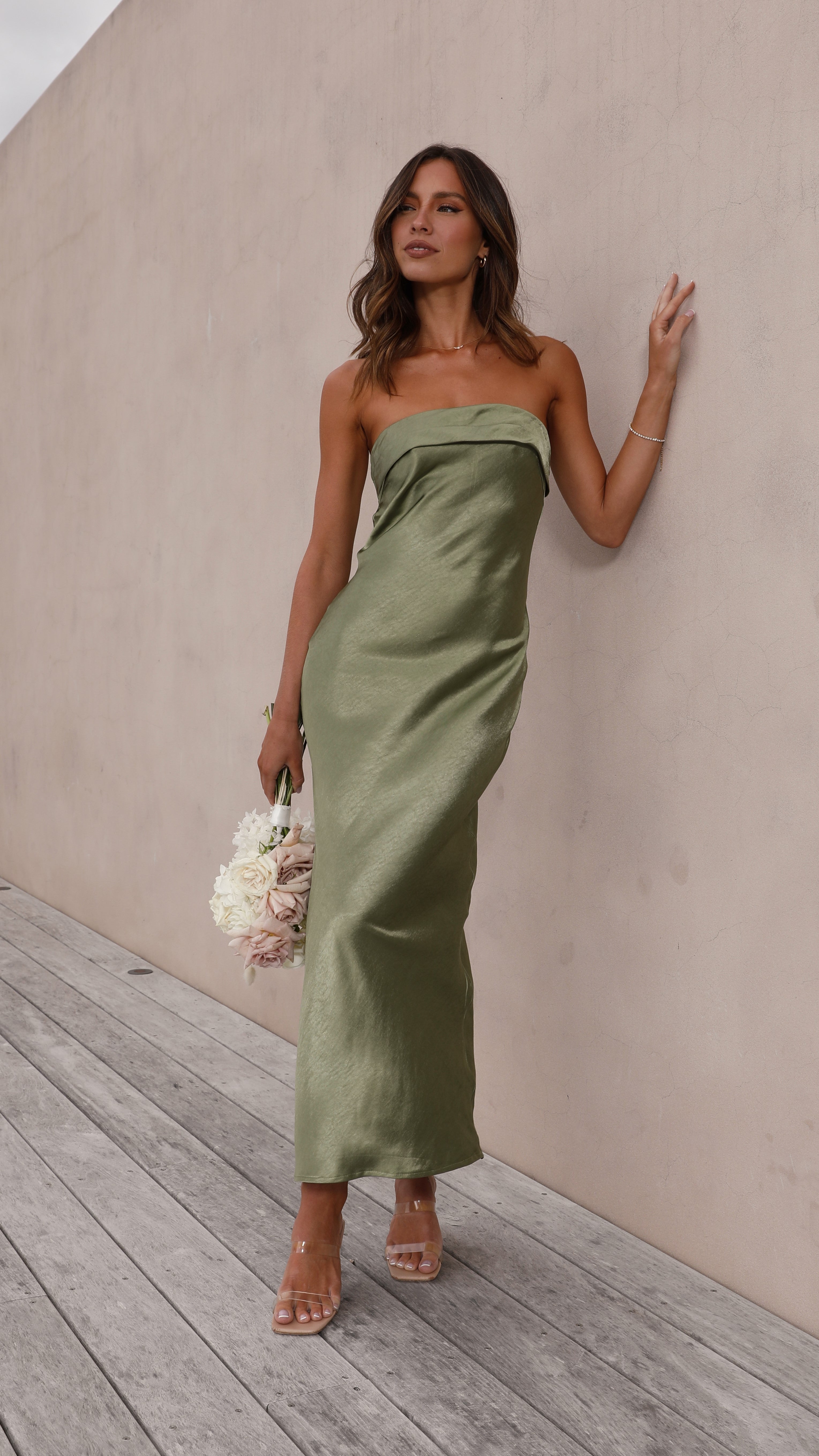 Gisele Maxi Dress for Women - Olive Green Long Flowy Summer Dress - Perfect for Beach, Vacation & Casual Outings