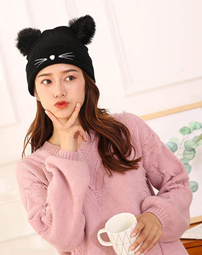 Bellady Women's Crochet Cat Ear Knit Hat - Warm Braided Winter Beanie for Women - Perfect for Outdoor Activities, Travel, and Cold Weather Fashion