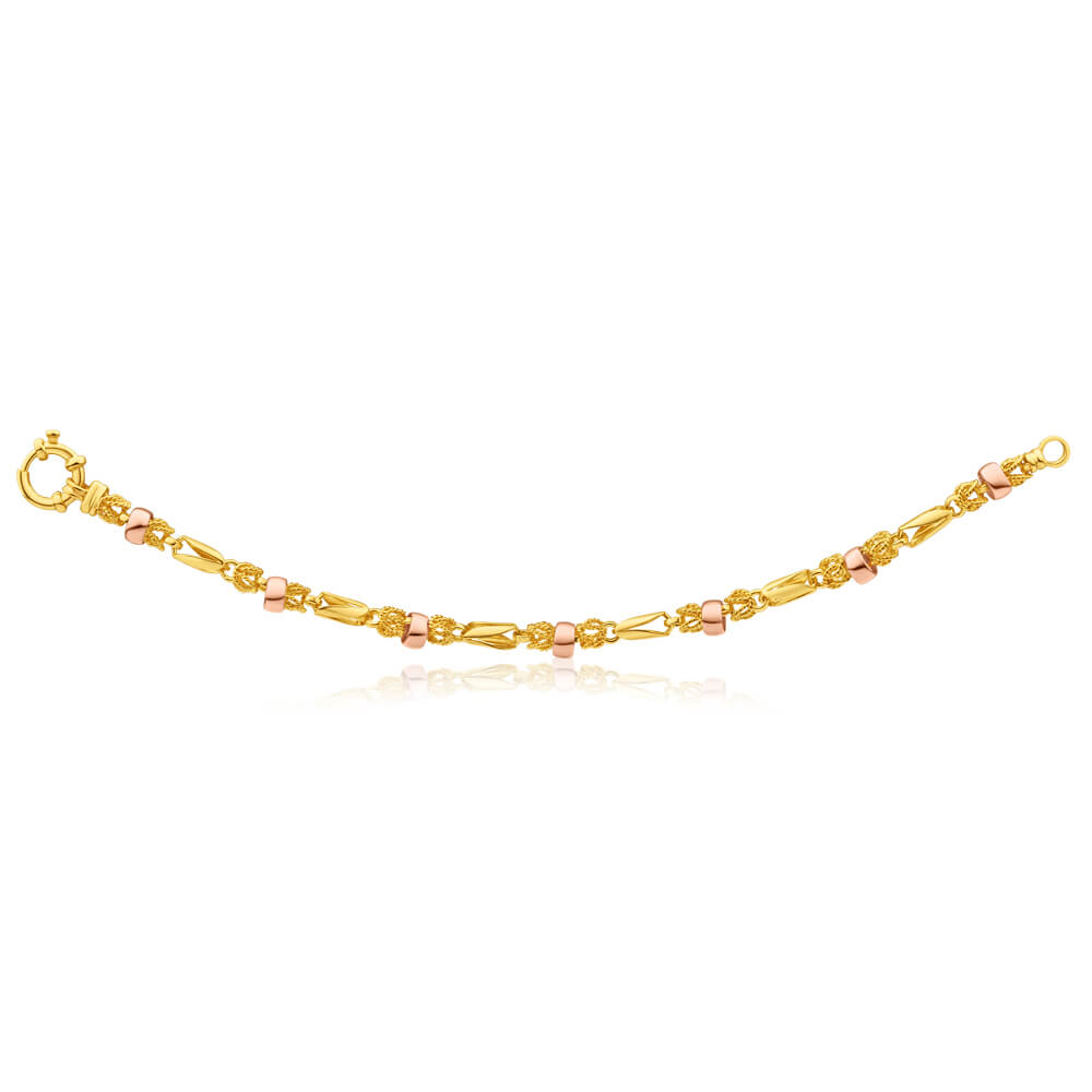 9ct Yellow Gold & Rose Gold Fancy Bracelet for Women - Elegant Stackable Bangle for Everyday Wear & Special Occasions