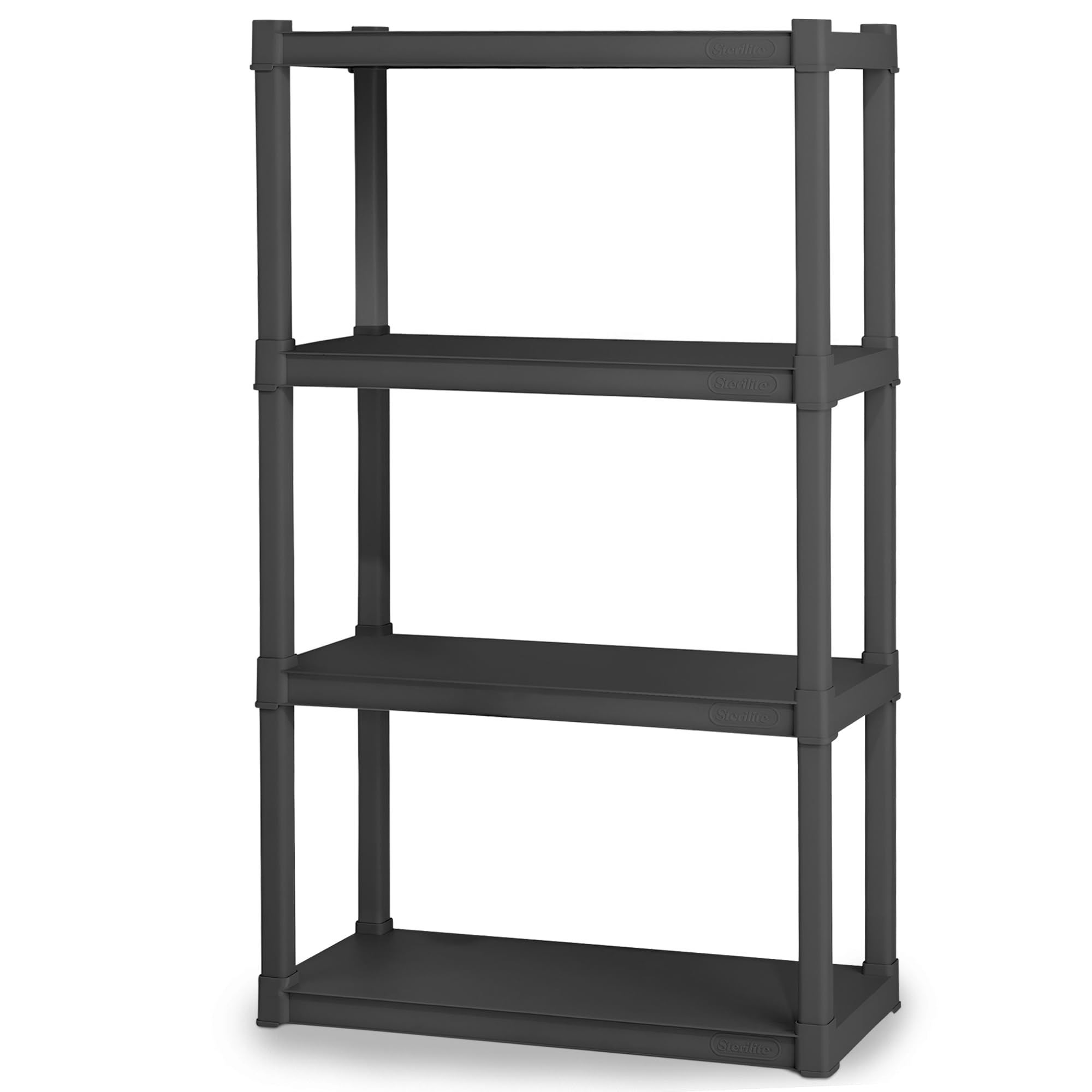 Sterilite 4-Tier Heavy Duty Plastic Storage Shelf Unit - Gray Organizer Rack for Garage, Basement, Pantry & Closet Organization