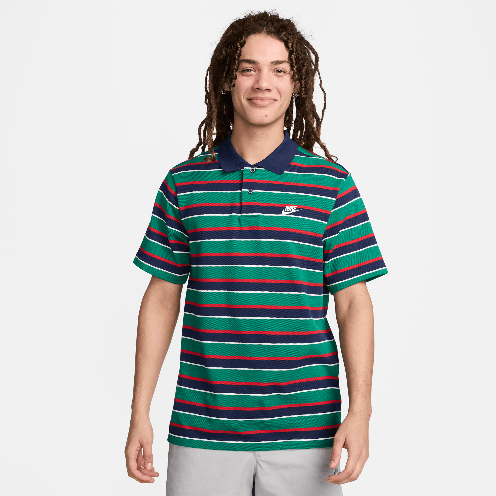 Men's Striped Polo Shirt - Green, Navy & Red Color Options | Casual Golf & Business Casual Wear