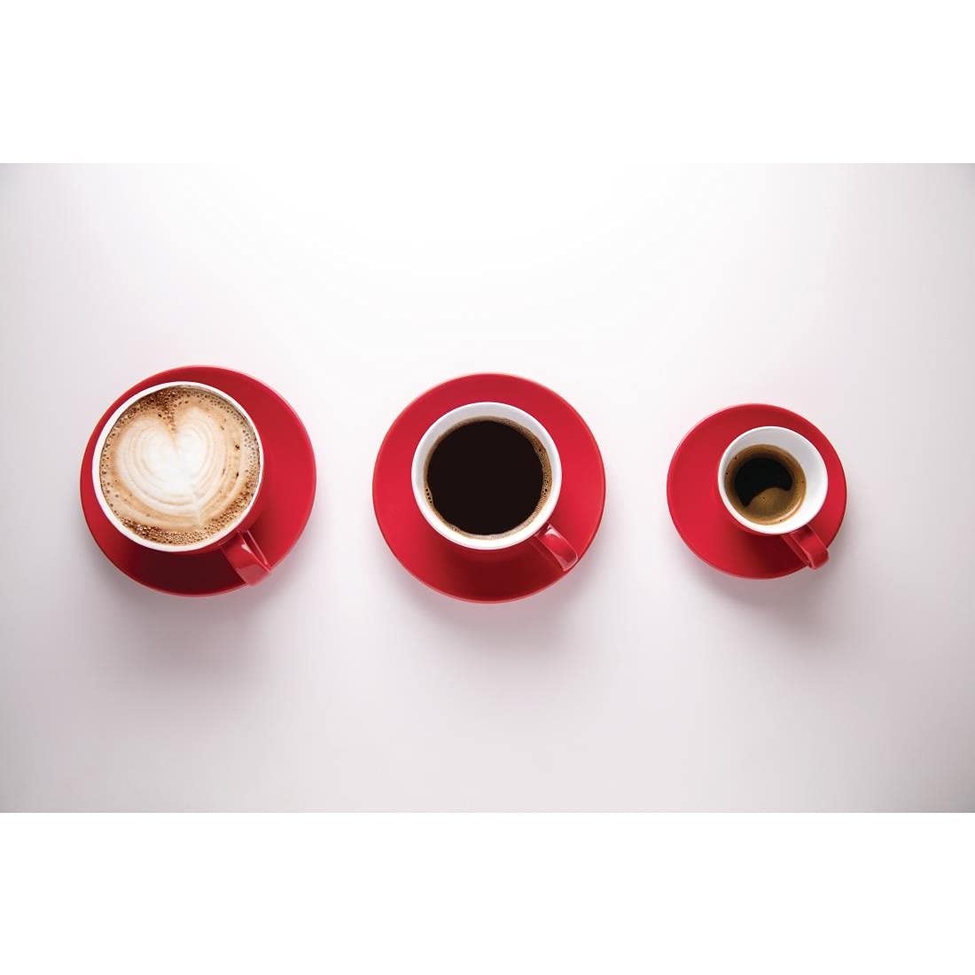 Olympia Cafe Espresso Cups Set - 12pc 100ml (3.5oz) Porcelain Coffee & Milk Jugs in Red - Perfect for Home, Office & Restaurant Use