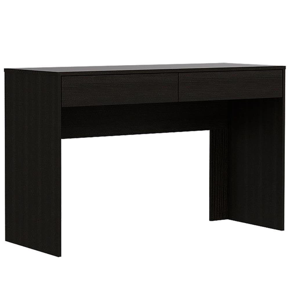 TUHOME Black Engineered Wood Computer Desk with 2 Drawers for Home Office