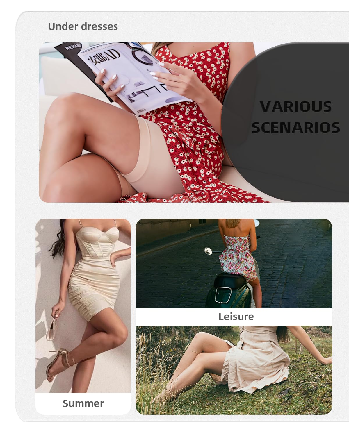 High Waisted Anti-Chafing Seamless Shorts for Women - 3 Pack | Invisible Under Dress Shapewear for Comfort & Modesty | Perfect for Summer Dresses, Skirts & Active Wear