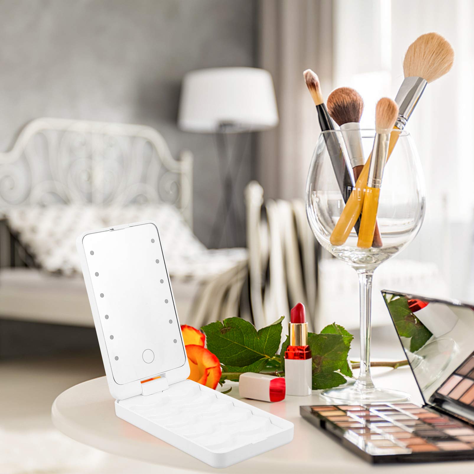 Premium 3D False Eyelash Storage Box with LED Light Mirror - Minkissy Empty Lash Case for Makeup Organization | Perfect for Salon, Travel & Home Makeup Storage