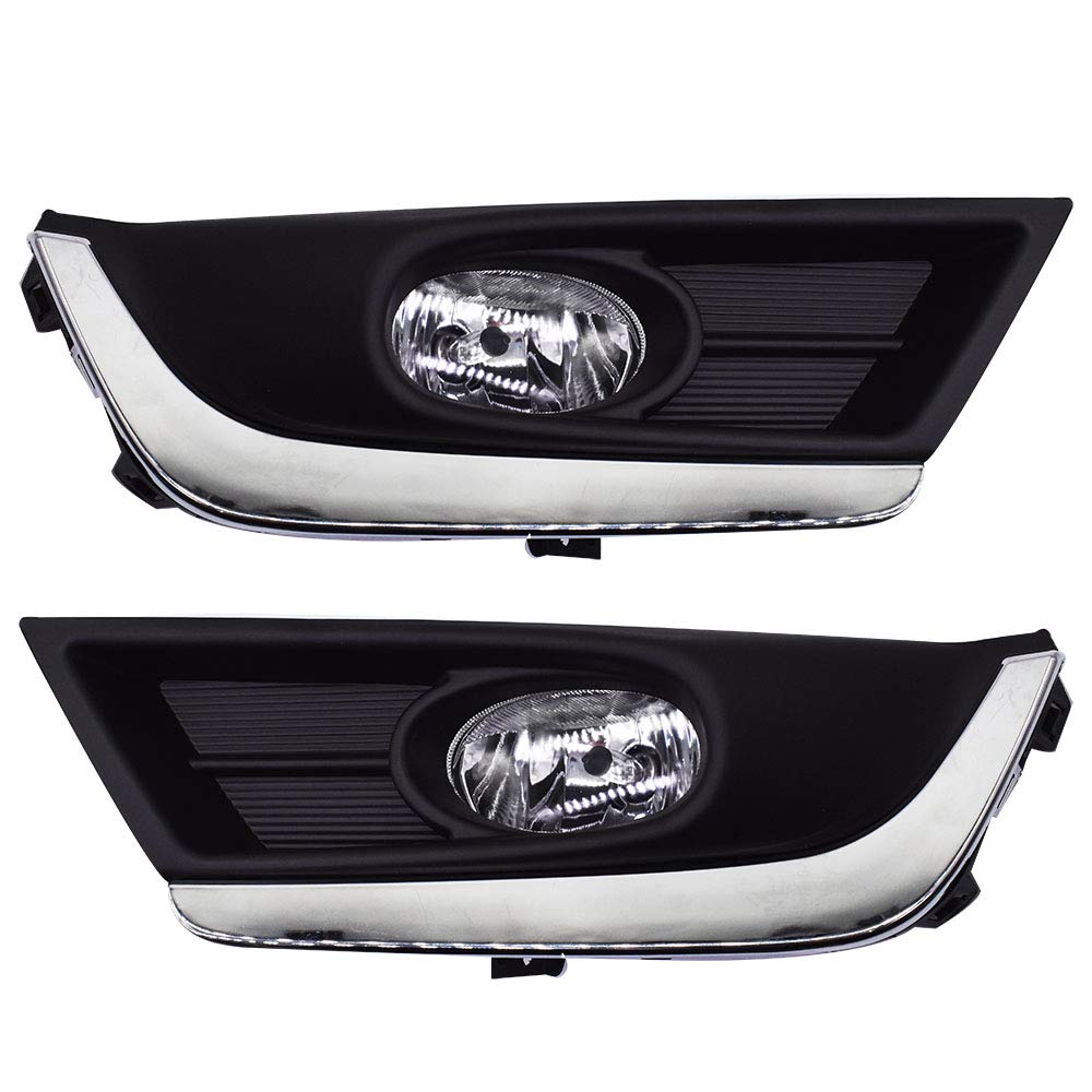 2017-2018 Honda CR-V Fog Light Lamps with Chrome Bezel - Complete Kit with Bulbs & Wiring Harness - Perfect for Night Driving & Off-Road Adventures