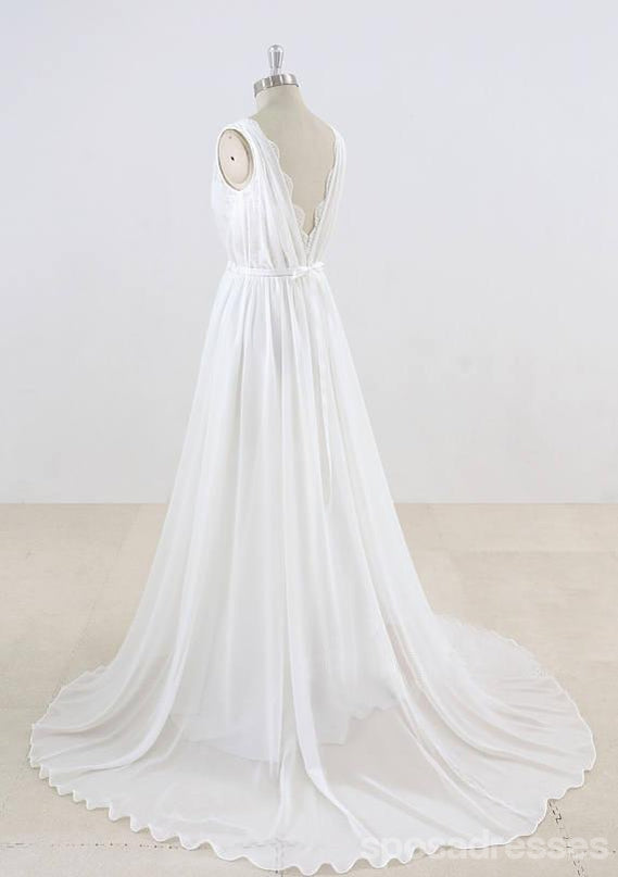Elegant V-Neck Beach Wedding Dress - Affordable & Unique Design WD374 | Perfect for Destination Weddings, Beach Ceremonies & Summer Bridal Gowns