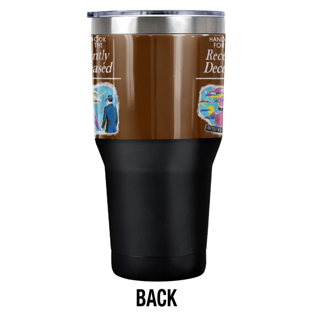Beetlejuice The Handbook Stainless Steel Tumbler 30oz - Insulated Coffee Travel Mug with Leakproof Sliding Lid, Double Wall Vacuum Insulation for Hot & Cold Drinks - Perfect for Office, Commuting, and Outdoor Adventures