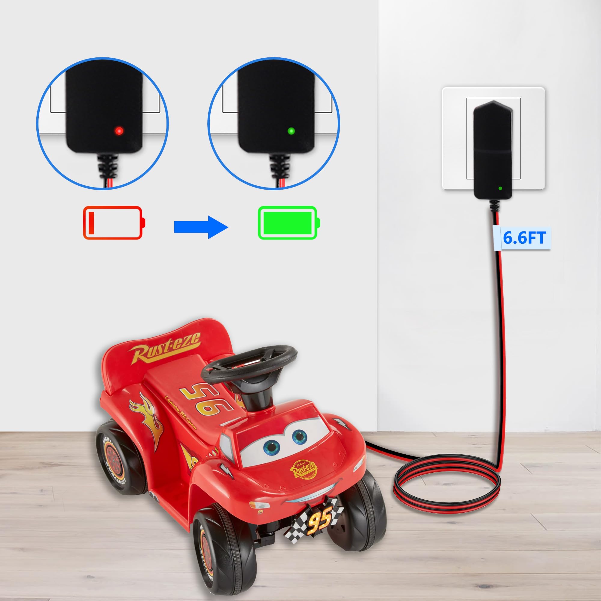 SAE Connector 6V Battery Charger for Kids Ride-On Cars - Compatible with Disney, Marvel Avengers, Frozen, Minnie Mouse, Cars McQueen & More | Perfect for Toy ATVs, Quad Bikes & Electric Vehicles