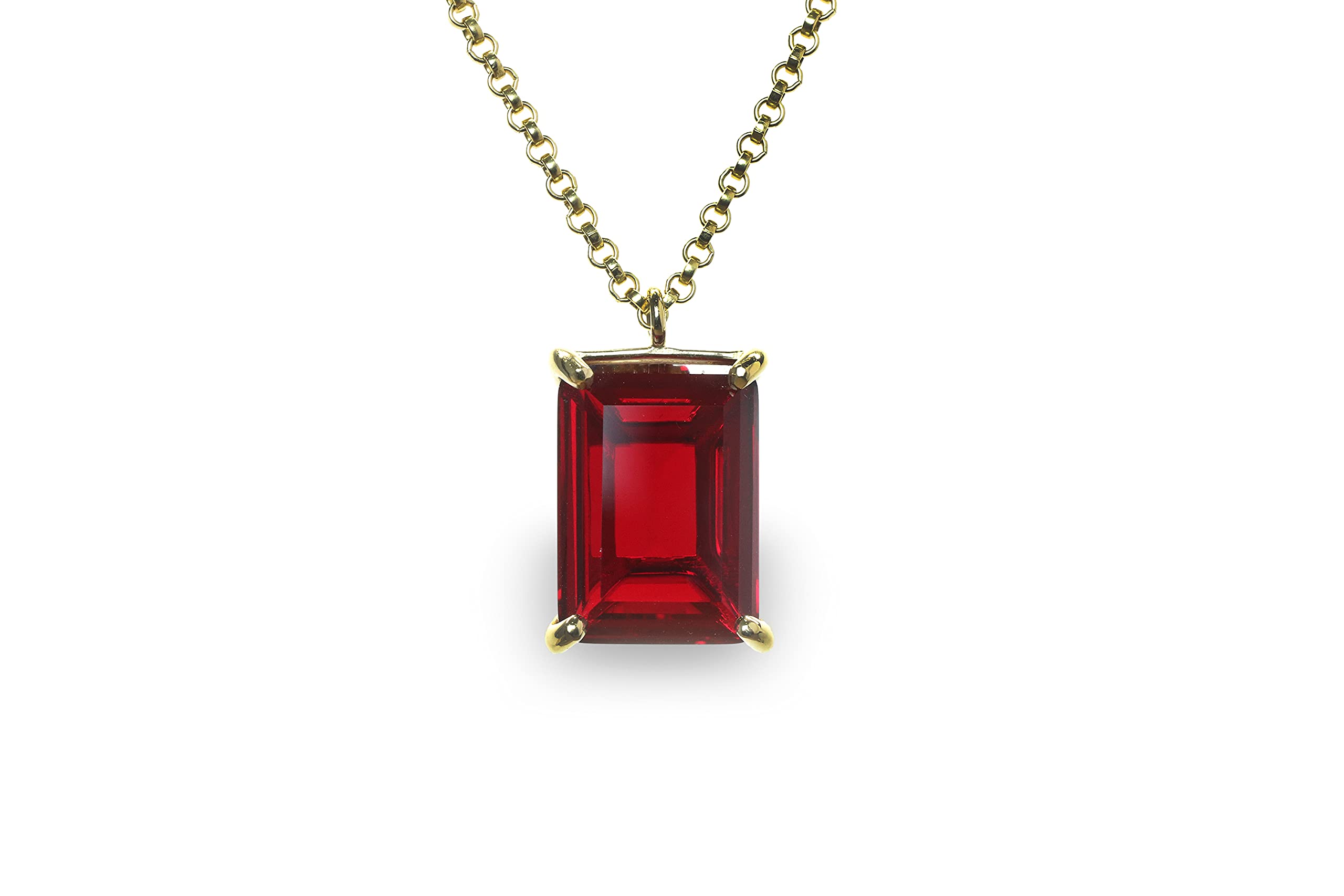 Anemone Rose Gold Garnet Necklace - Emerald Cut Custom Pendant Gemstone Jewelry | January Birthstone Gift for Women | Elegant Statement Necklace for Birthday, Anniversary & Special Occasions