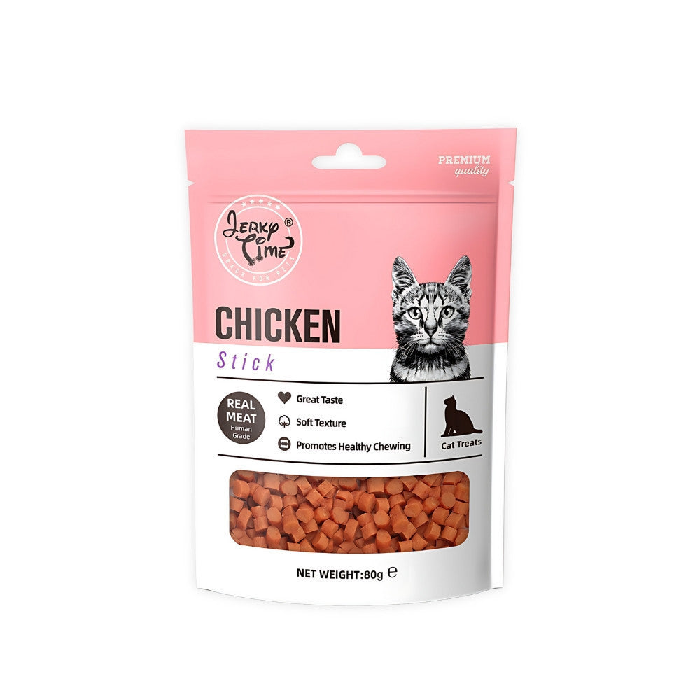 Premium Jerky Time Cat Treats 80g - Chicken & Codfish Duck Strips, Bites & Sushi Snacks - All-Natural Preserved Cat Food for Training & Rewards - Perfect for Playtime & Bonding Moments