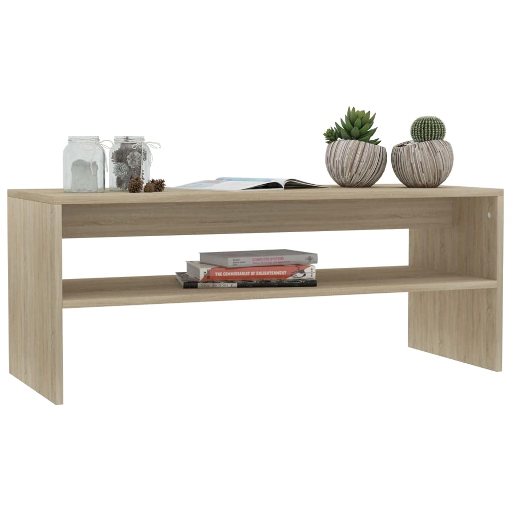 Modern Small Coffee Table with Shelf - 39.4