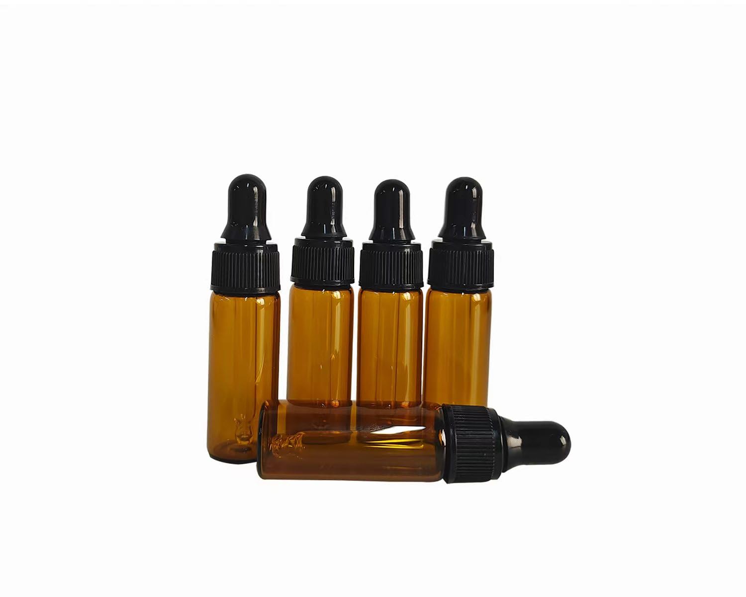 50 Pcs 5ml Amber Glass Dropper Bottles - Essential Oil Containers, Travel-Sized Perfume & Cosmetic Liquid Bottles - Perfect for DIY Aromatherapy, Sample Storage & On-The-Go Use