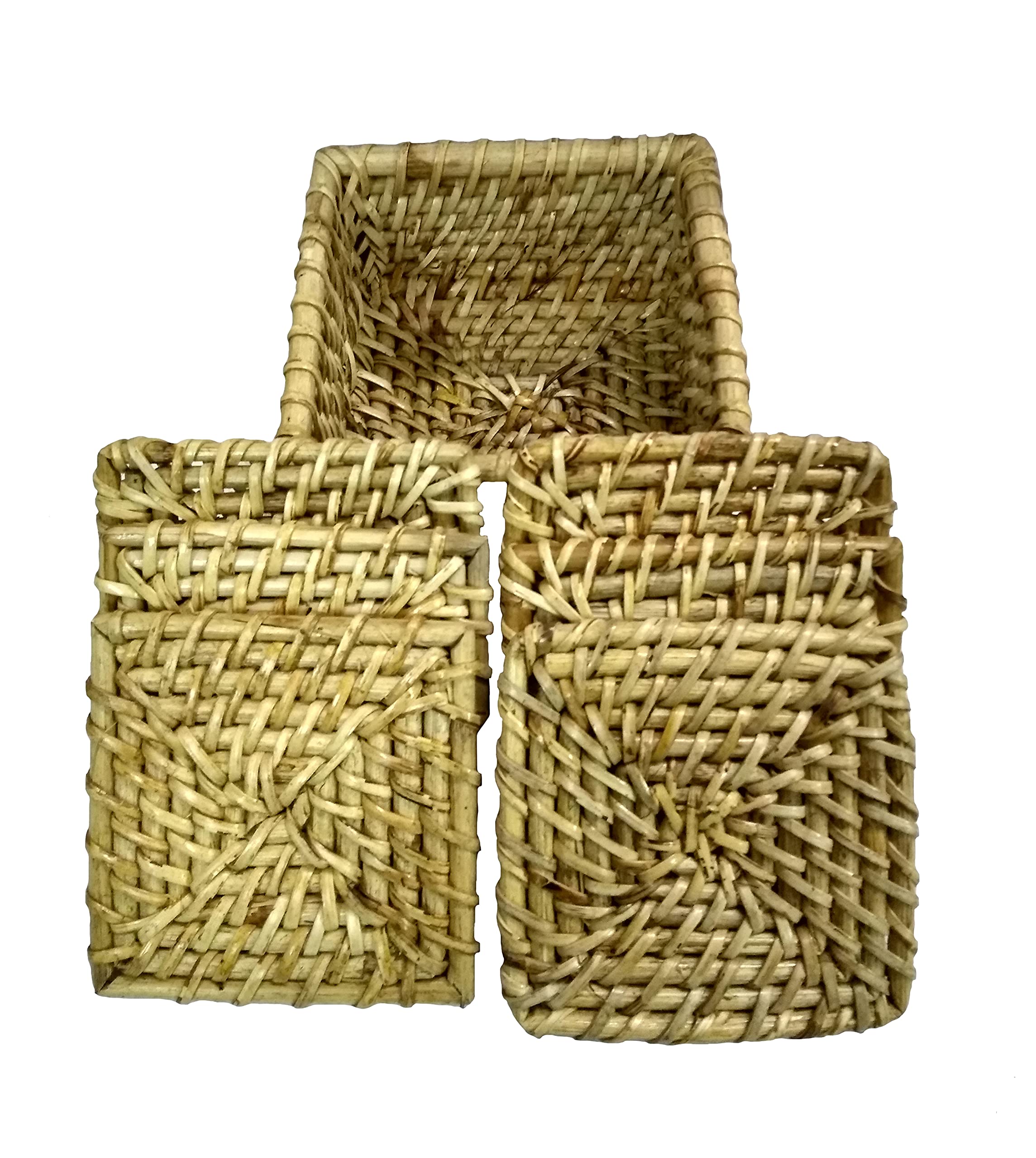 Handmade 6-Piece Natural Rattan Coasters Set - Eco-Friendly Cup & Glass Protectors, Heat-Resistant Table Mats for Hot Pots & Dishes (5 Inch) - Perfect for Dining Table, Coffee Table & Kitchen Decor (LHD-1218)