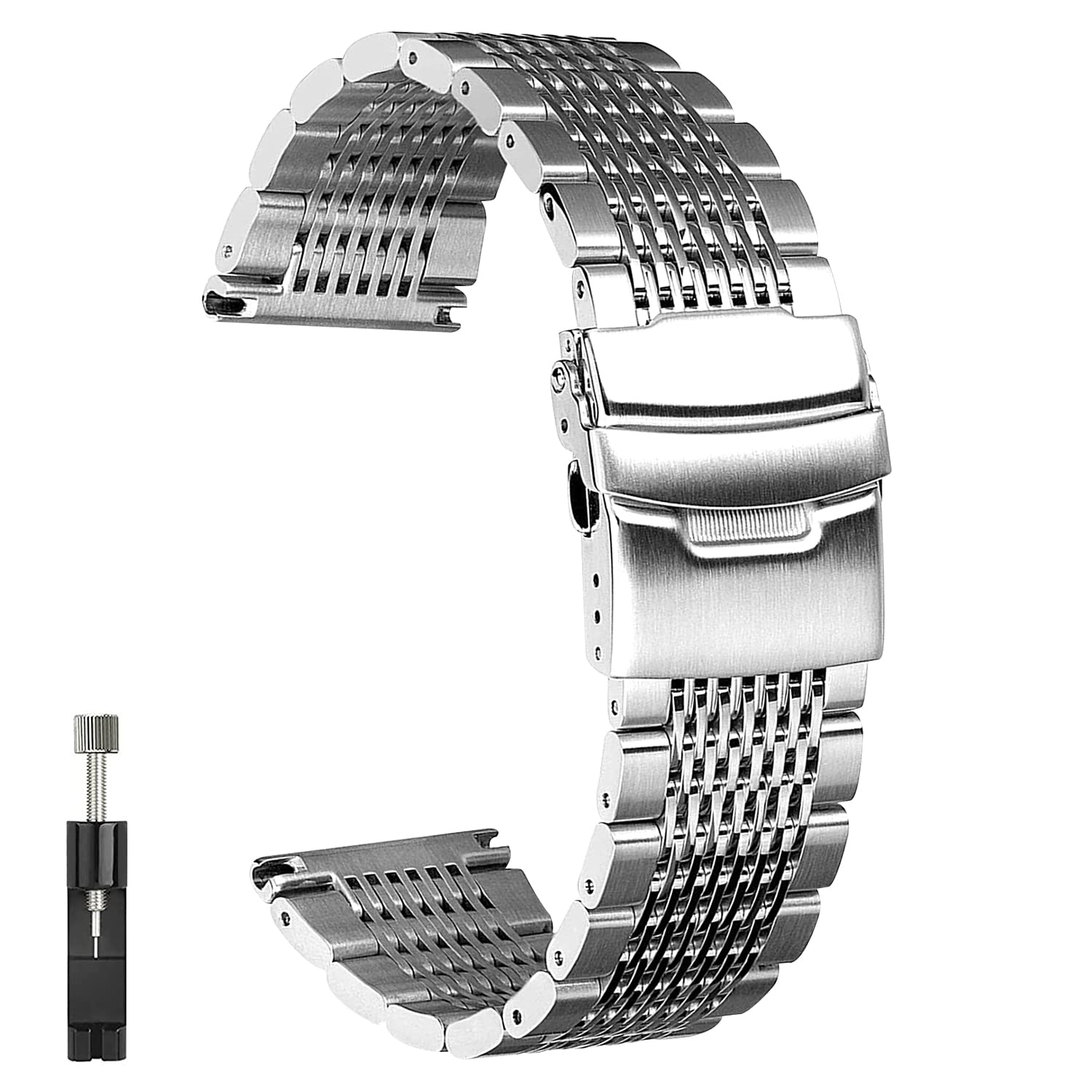 Premium Quick Release Stainless Steel Watch Band - 18mm 20mm 22mm 24mm Sizes for Men & Women | Luxury Metal Replacement Strap for Apple Watch, Samsung, Fitbit - Perfect for Work, Gym & Everyday Wear