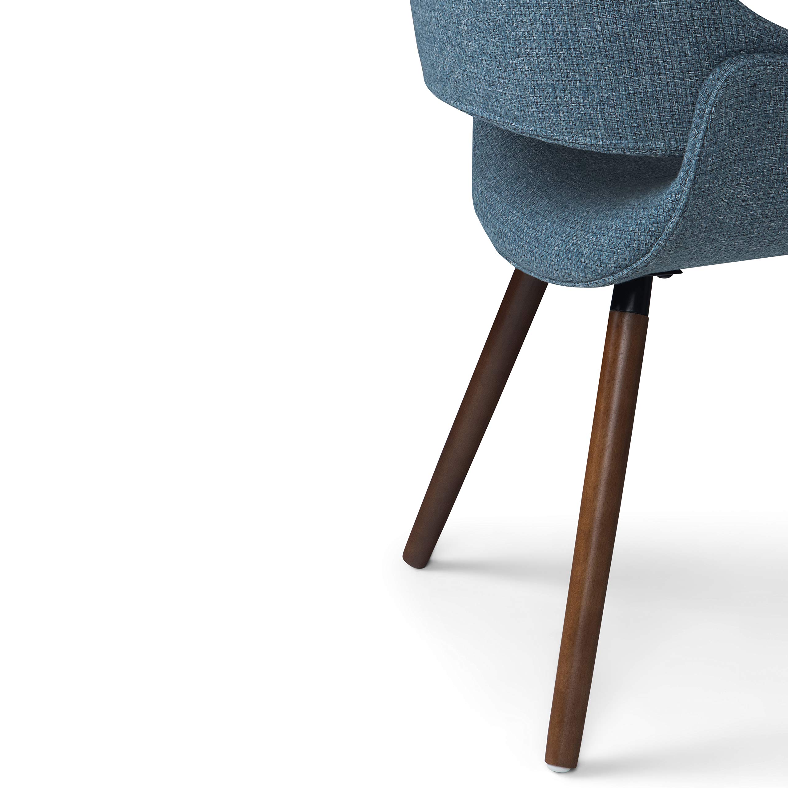 SIMPLIHOME Malden Dining Chair - Denim Blue Woven Fabric, Bentwood Design with Walnut Veneer Legs, Modern Curved Seat (22.8