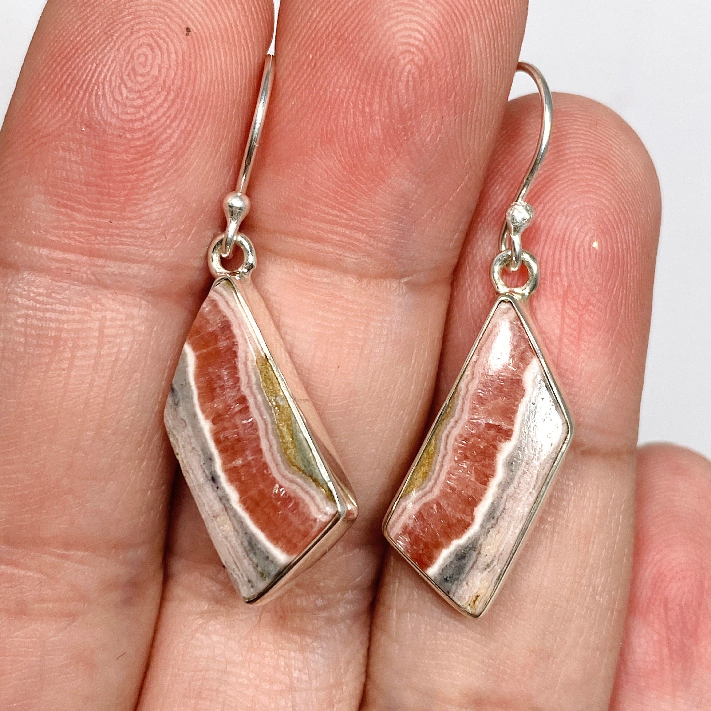 Natural Rhodochrosite Freeform Dangle Earrings for Women - Handmade Gemstone Jewelry Gift - Perfect for Boho Style & Special Occasions