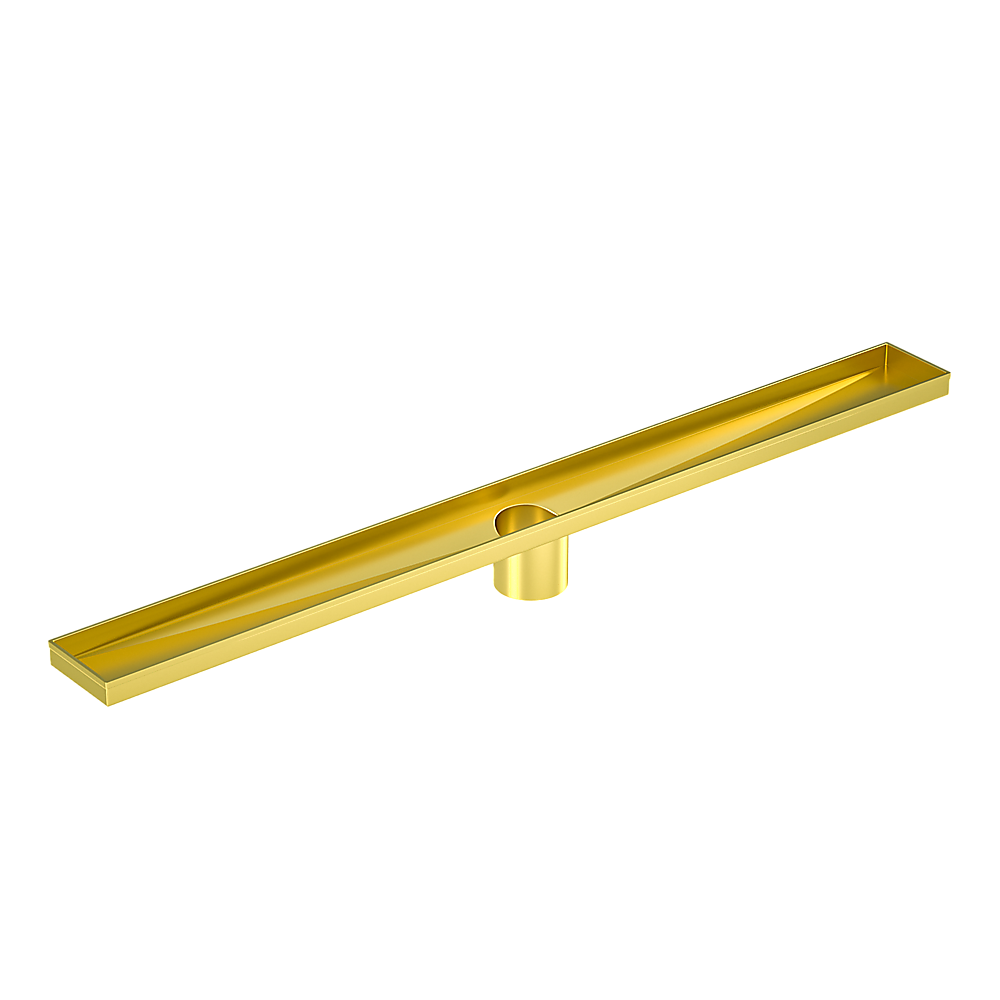 1200mm Brushed Brass Shower Drain Grate with Center Outlet - Square Pattern Floor Waste for Bathroom & Wet Room - Durable & Stylish Drainage Solution for Showers, Baths, and Wet Areas