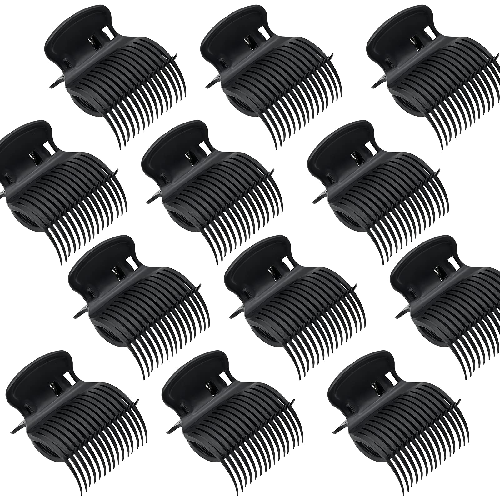 12 Pcs Heat Resistant Hair Curler Claw Clips - Plastic Hot Roller Replacement Clips for Perm & Styling - Safe Salon-Quality Hair Sectioning Tools for Women & Girls (Black) | Perfect for Home Hair Styling, Salon Use & DIY Perm Treatments