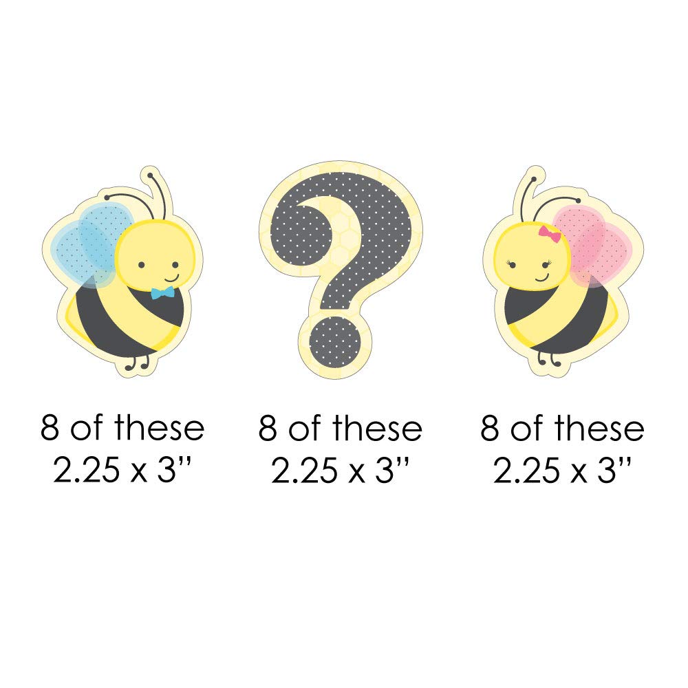 Big Dot of Happiness What Will It Bee - DIY Gender Reveal Party Cut-Outs - 24 Count Bee-Themed Decorations for Baby Shower, Gender Reveal Party & Nursery Decor
