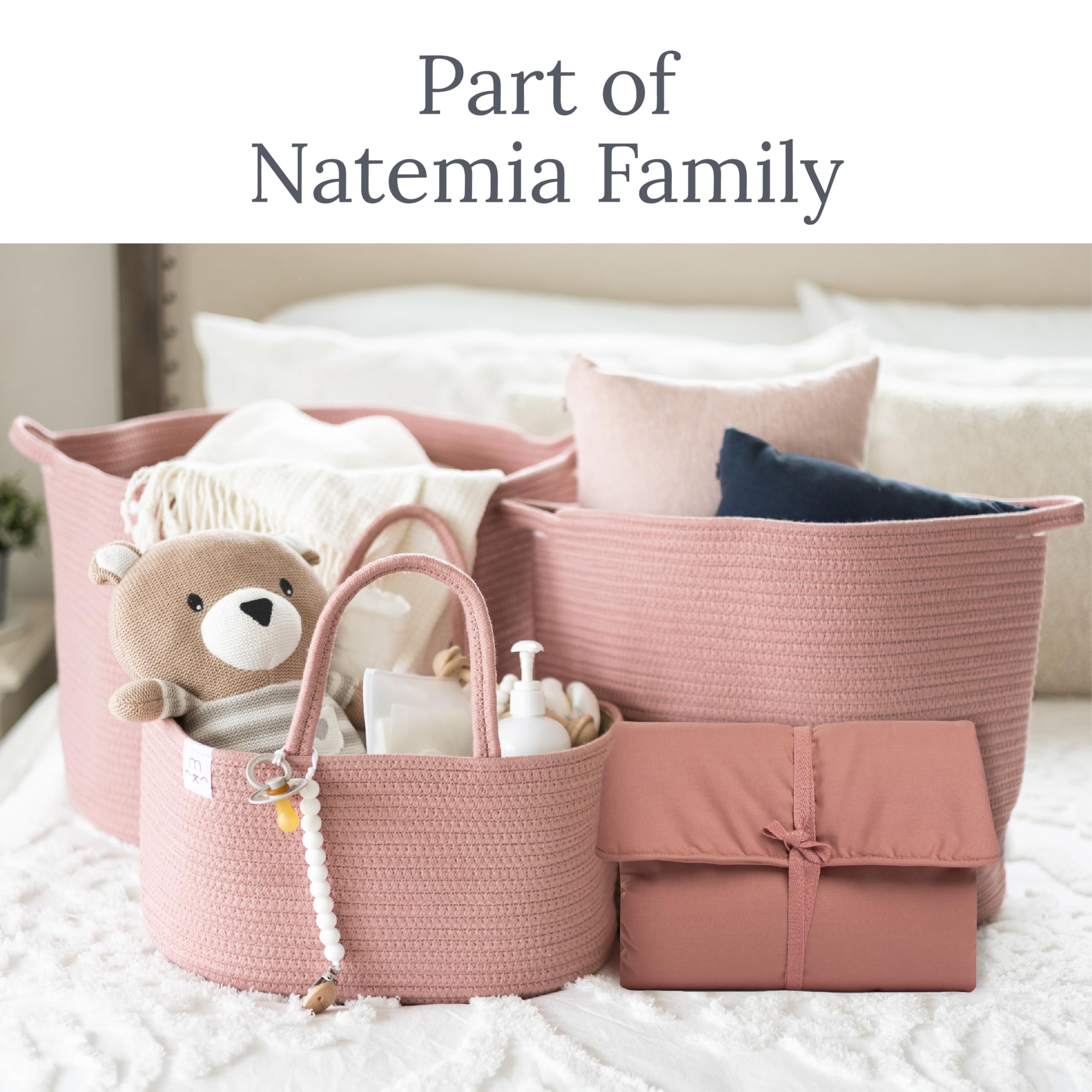Natemia Baby Portable Diaper Changing Pad - Waterproof Travel Changing Mat for Infants, Machine Washable 100% Turkish Percale Cotton, Foldable & Lightweight for On-the-Go Parents - Perfect for Car, Stroller, Airplane & Nursery Use