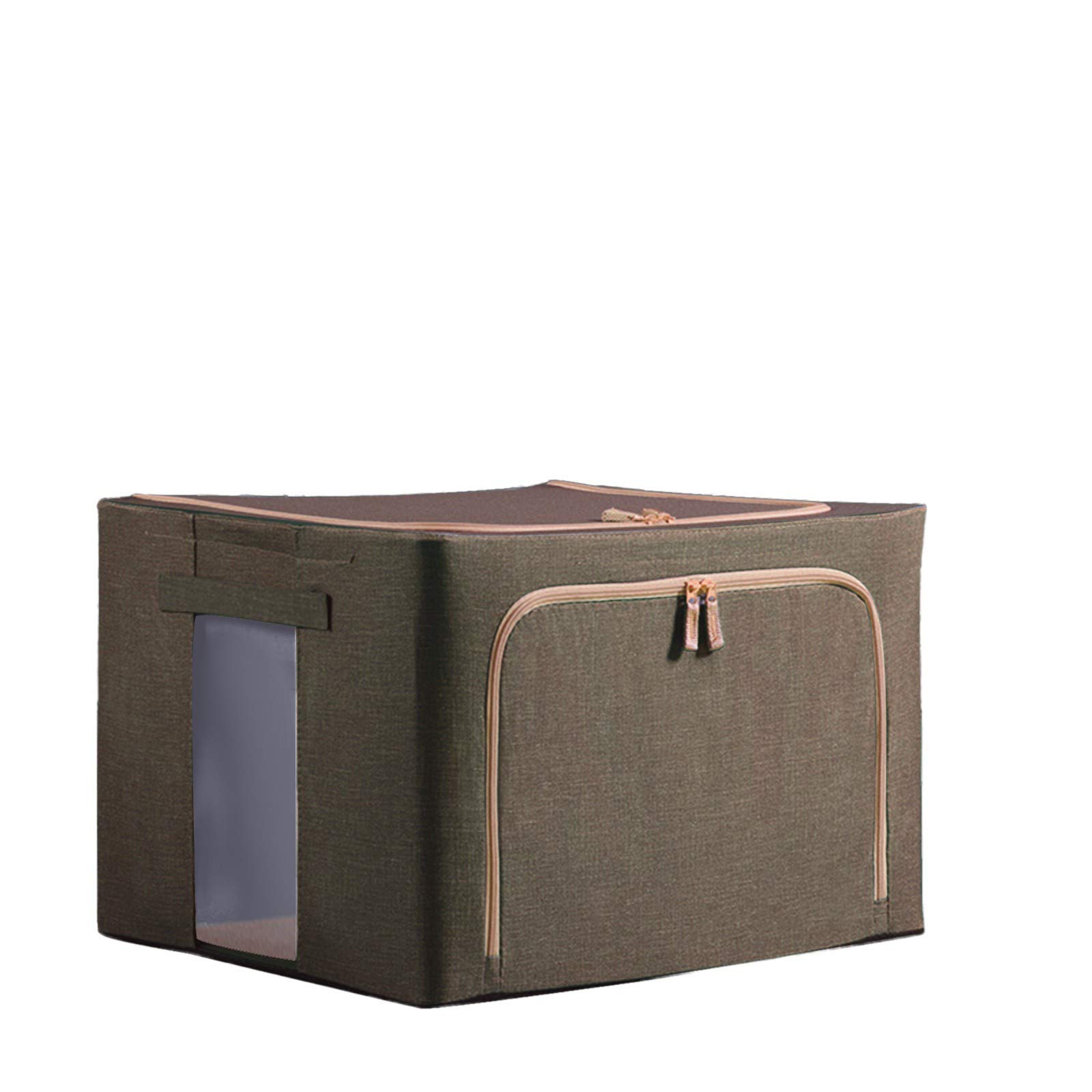 Povvinmg Foldable Fabric Storage Box - Large Capacity Rectangular Organizer for College Dorm, Housekeeping, Camping & Home Organization (One Size, Linen)