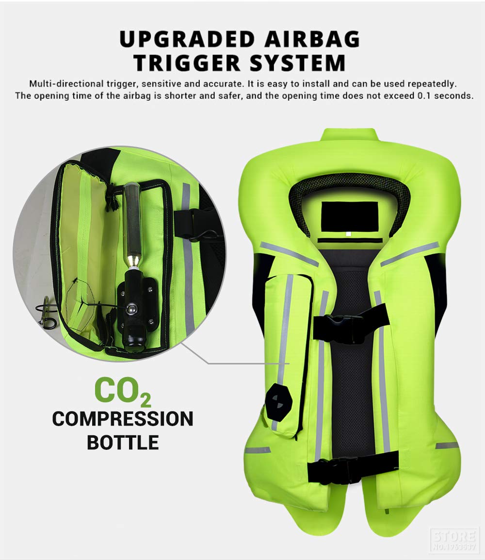 Professional Motorcycle Airbag Vest - Advanced Moto Racing & Motocross Protective Gear with Reflective Safety for Riders - Perfect for Track Racing, Off-Road Adventures & Urban Commuting