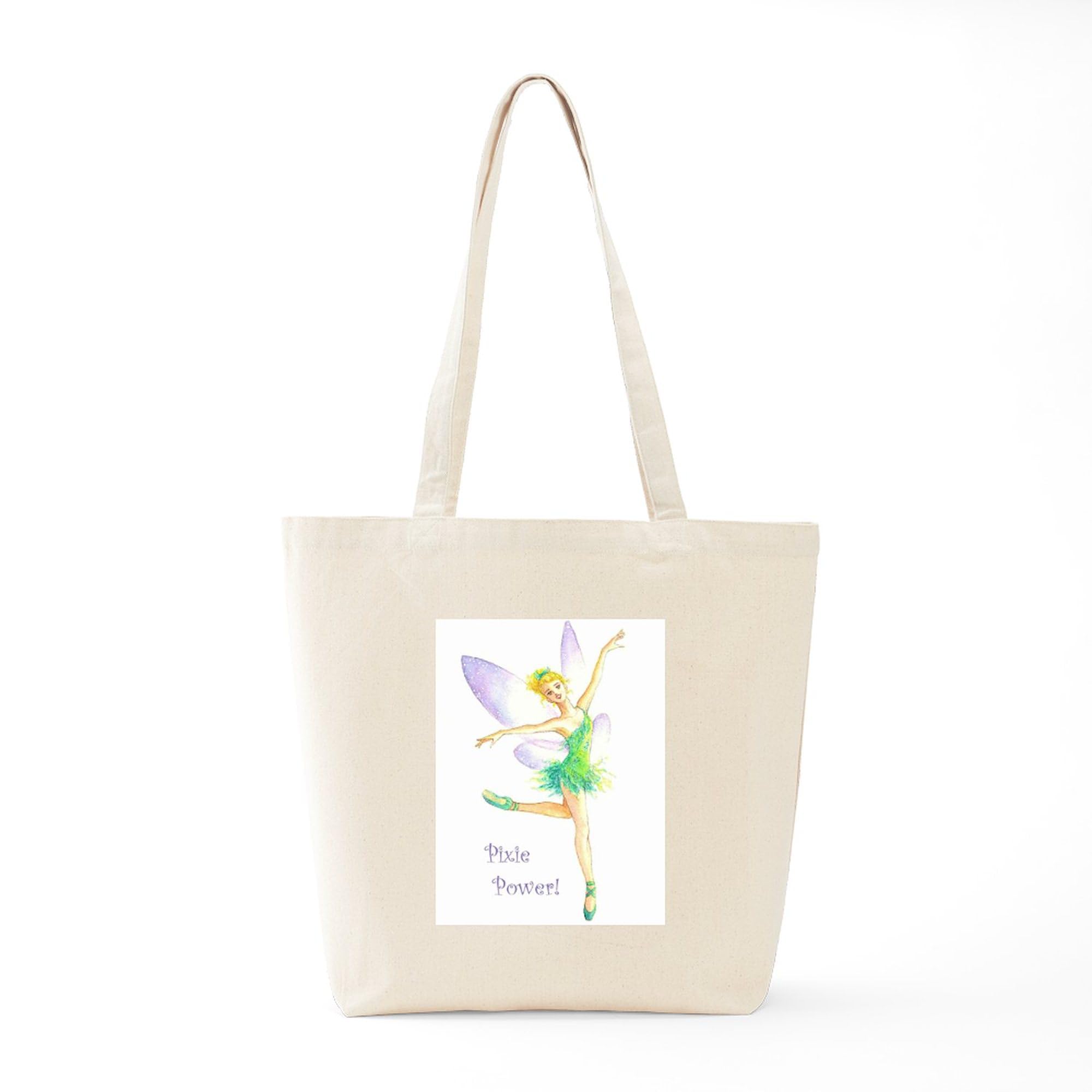 Tinkerbell Ballet Tote Bag - Natural Canvas Reusable Shopping Bag for Women | Eco-Friendly Grocery Tote for Dance Class, Gym & Beach