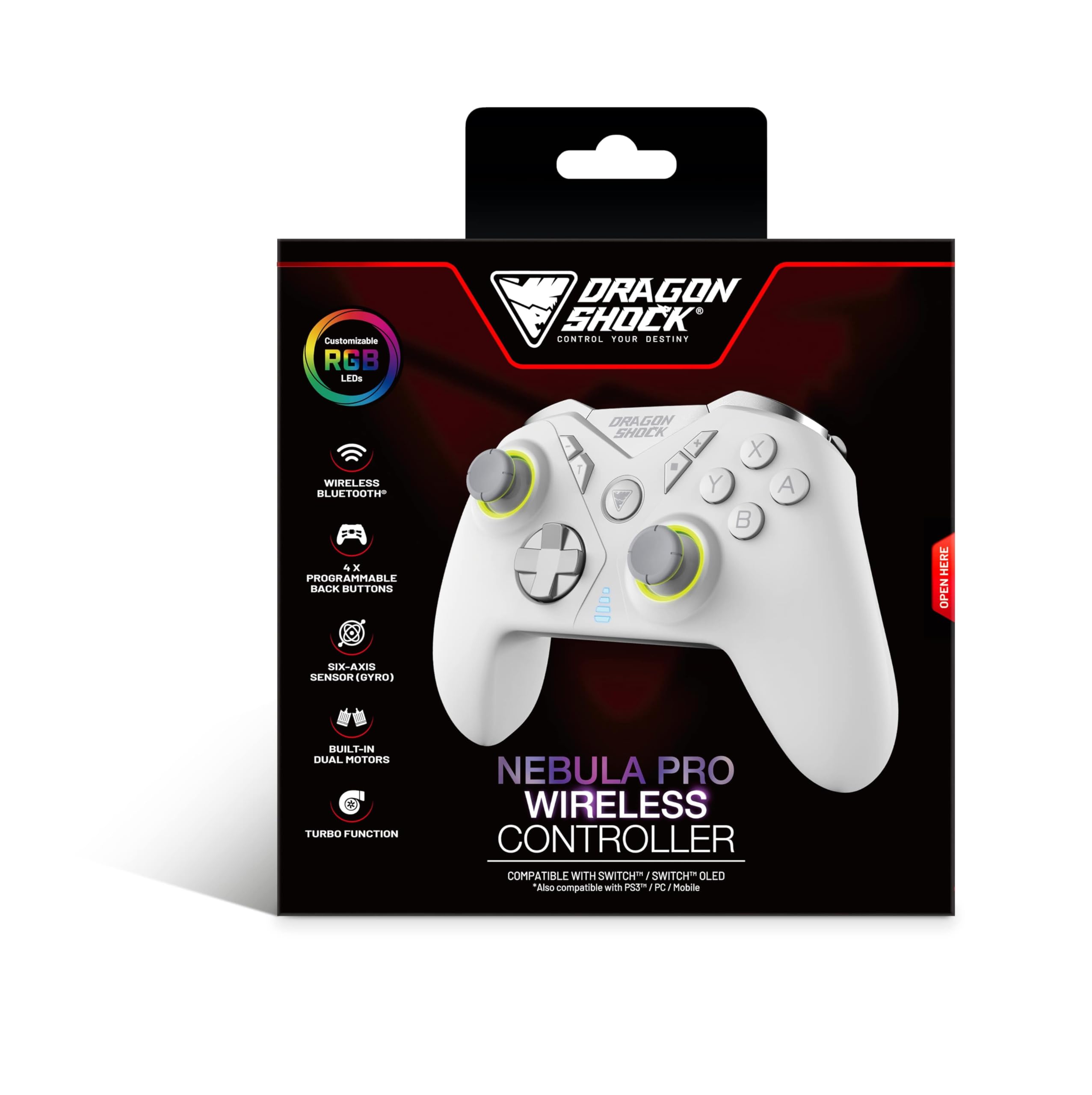 DragonShock NEBULA PRO Wireless Pro Controller for Nintendo Switch, Switch Lite, Switch OLED, PS3, PC & Android - Premium Gaming Experience for Home & Travel