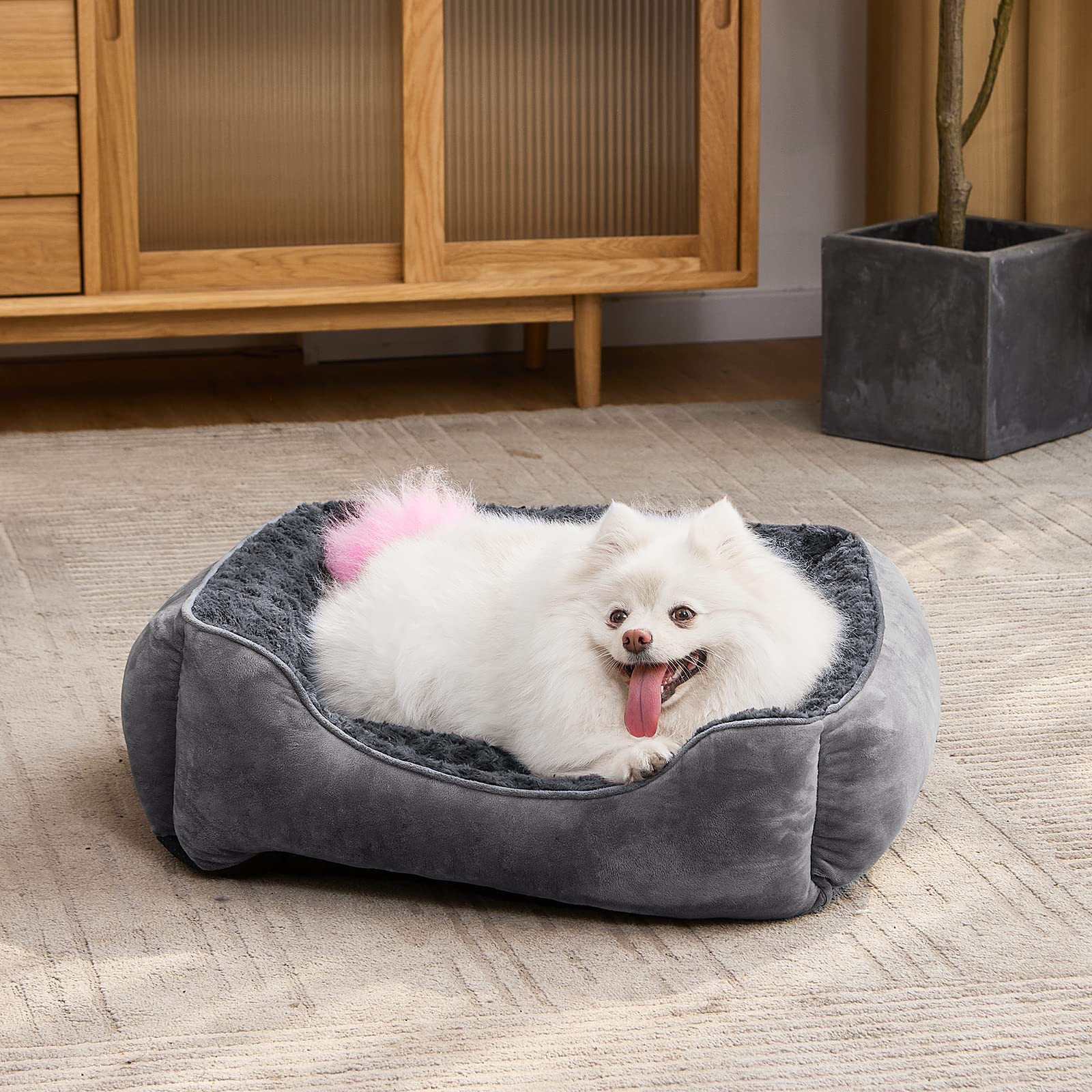 JOEJOY Orthopedic Dog Bed for Large, Medium & Small Dogs - Machine Washable, Non-Slip Bottom, Breathable & Soft Pet Bed - Durable Calming Cuddler Sofa for Puppies & Adult Dogs (Multiple Sizes, Grey) - Perfect for Living Room, Bedroom & Pet-Friendly Spaces