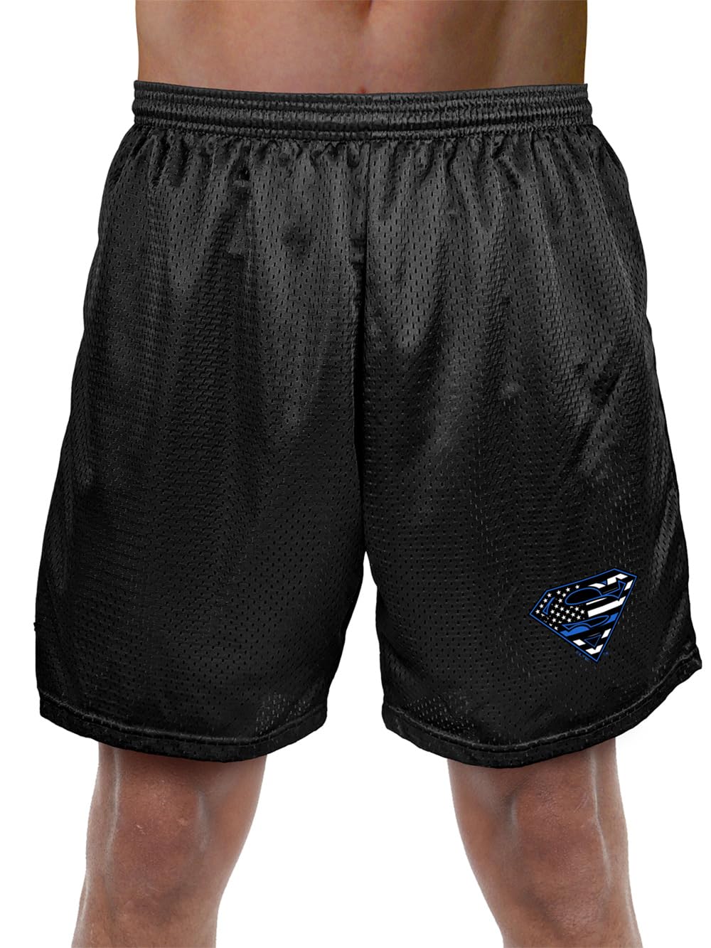 Popfunk Superman Shield Collection Men's Lined Mesh Shorts - Superhero Graphic Athletic Shorts for Gym, Running & Casual Wear