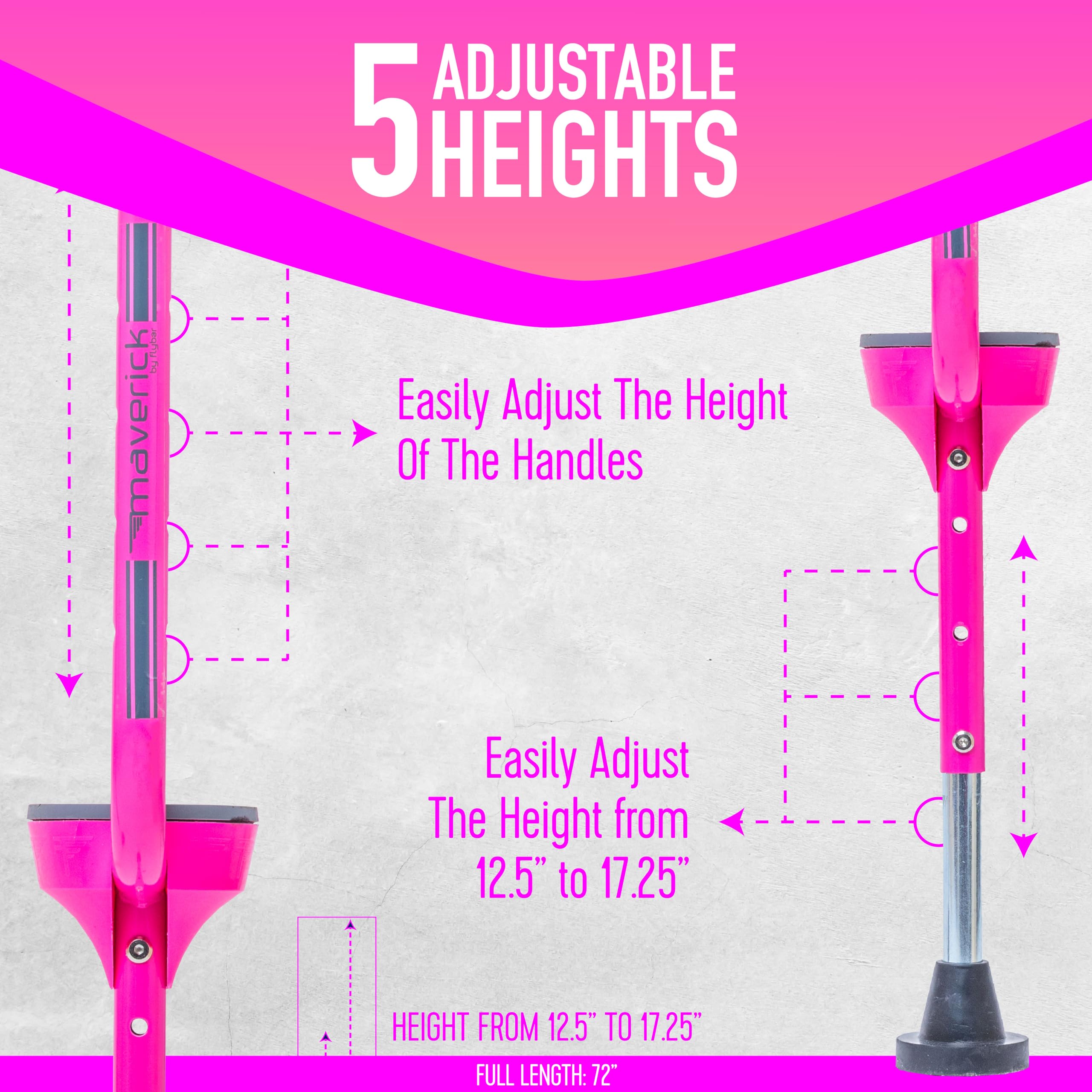 Flybar Maverick Adjustable Walking Stilts for Kids Ages 5+ - 5 Height Settings, Non-Slip Rubber Tips, Foam Grips, Supports 190 lbs - Perfect for Outdoor Play, Backyard Fun & Balance Training