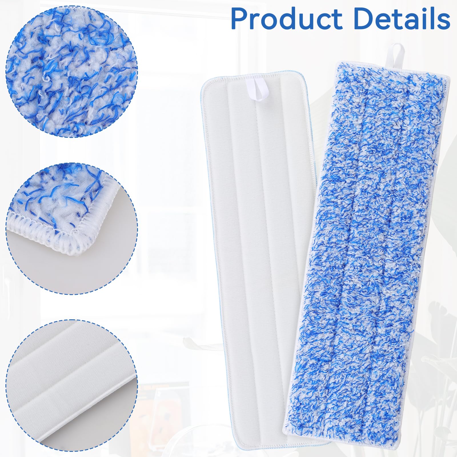 9 Pack Microfiber Mop Pads for Bona Hardwood Floor Cleaner - 18 Inch Replacement Pads (3 Deep Clean + 3 Cleaning + 3 Dusting) - Perfect for Wood Floors, Tile & Laminate Cleaning