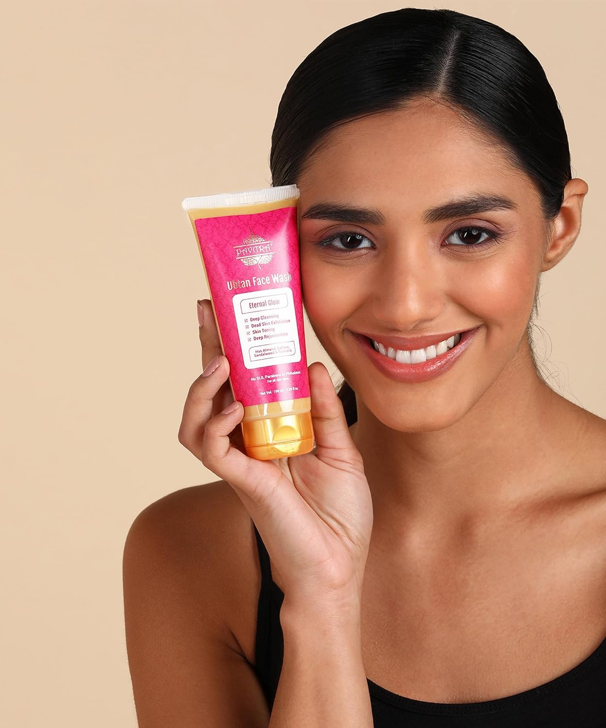 Best Face Wash for Tan Removal with Almond, Saffron & Sandalwood - 3.4 fl oz | Brightening & Exfoliating Cleanser for Glowing Skin | Perfect for Daily Use & Post-Sun Care