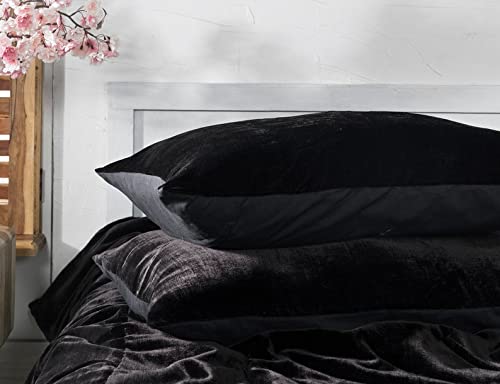 Luxury Crushed Velvet Duvet Cover Set - 3 Piece Boho Chic Bedding with Comforter Cover (Full/Queen 80