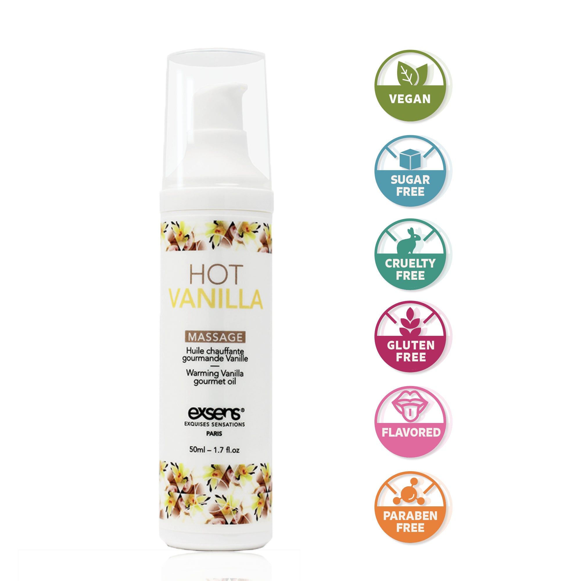 Exsens Hot Vanilla Warming Intimate Massage Oil - 100% Natural Lubricant for Couples, 50ml (1.7 fl oz) - Sensual Arousal Gel for Romantic Nights & Spa Massages