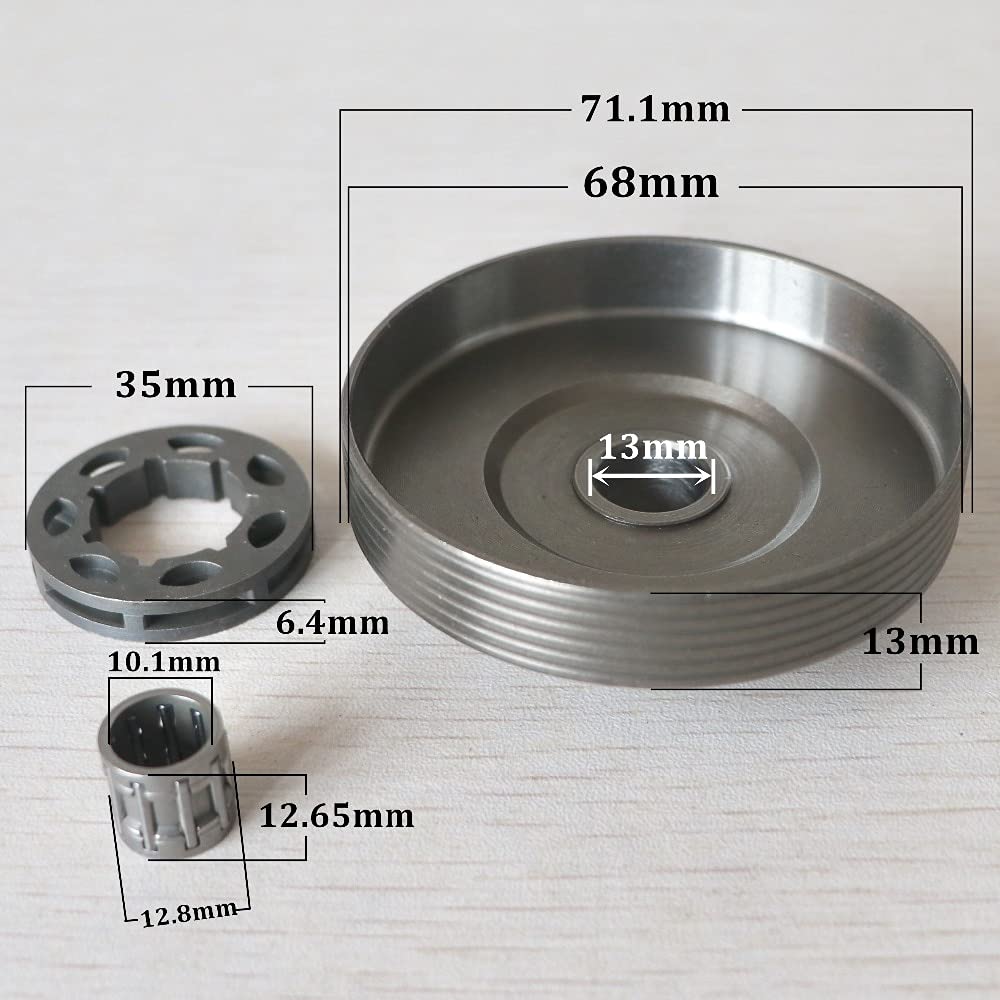 3800 Chainsaw Clutch Drum with Needle Bearing - 3/8-7 Teeth Sprocket Rim Replacement Part for Professional Chainsaw Maintenance & Repair | Compatible with Various Chainsaw Models | Durable Construction for Wood Cutting & Forestry Work